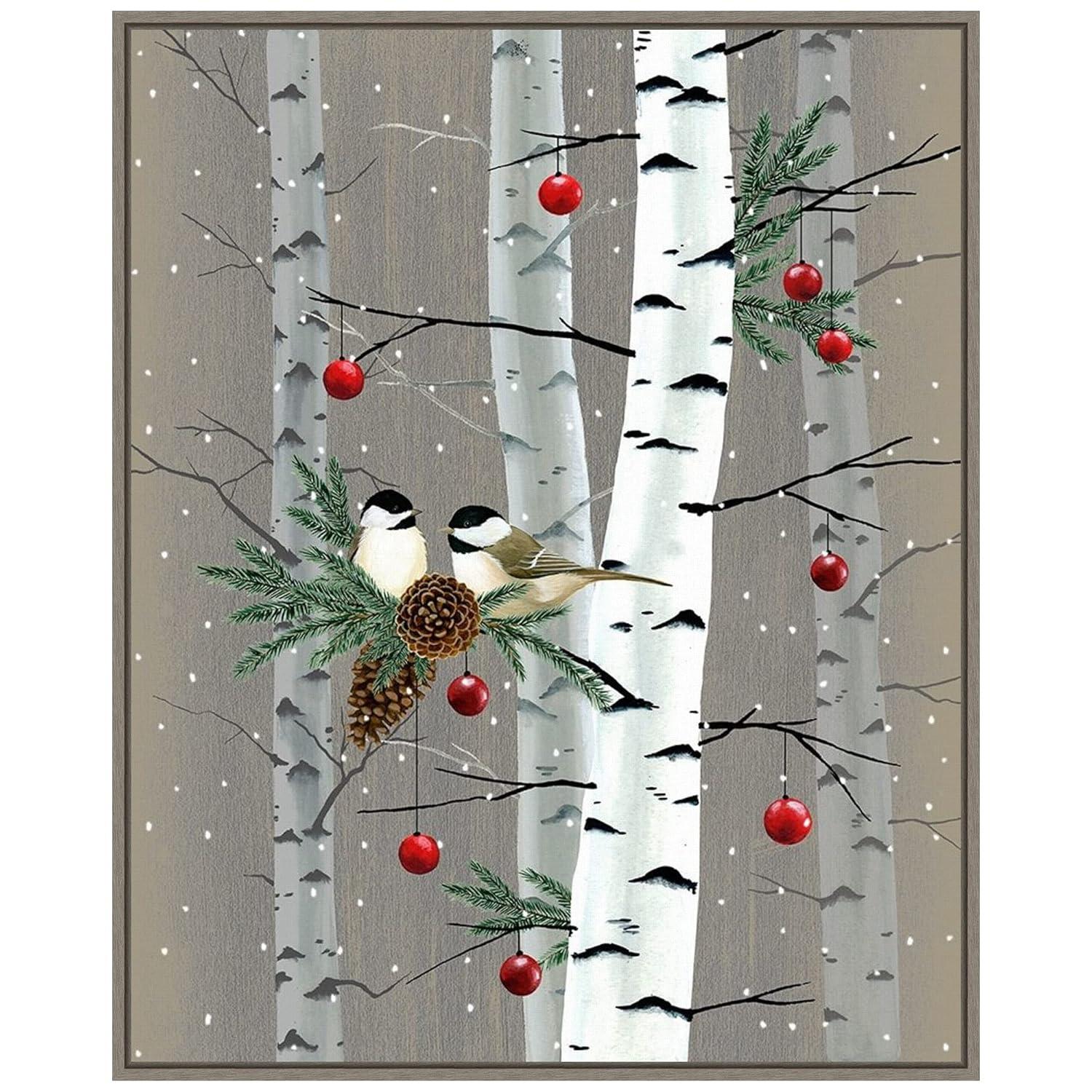 Grace Popp Birch Birds II Framed Canvas Wall Art in Greywash