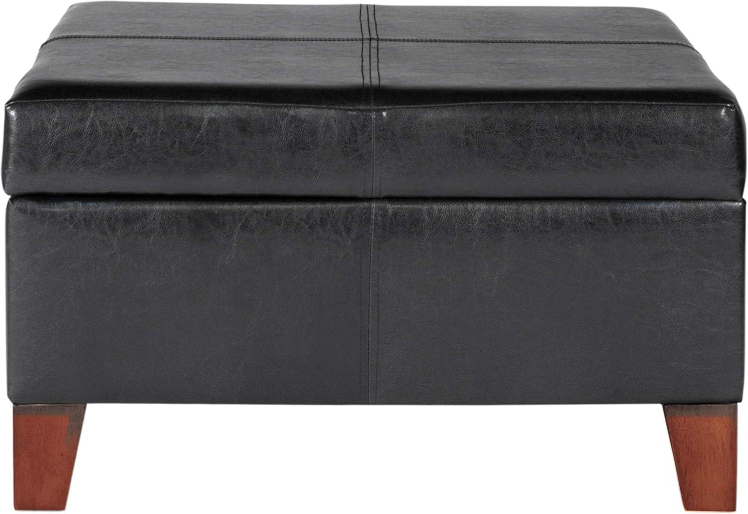 Homepop Home Decor |K2380-E169 | Luxury Large Faux Leather Square Storage Ottoman | Ottoman with Storage for Living Room & Bedroom, Black