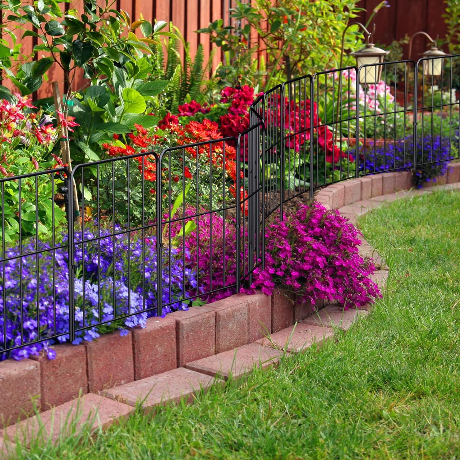 Black Metal Wire Garden Fence 10ft x 24in Decorative Panels