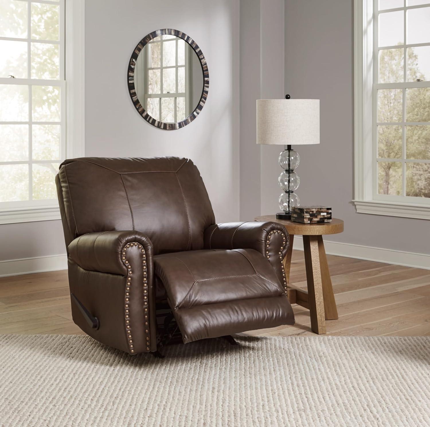 Colleton Dark Brown Leather Recliner with Nailhead Trim