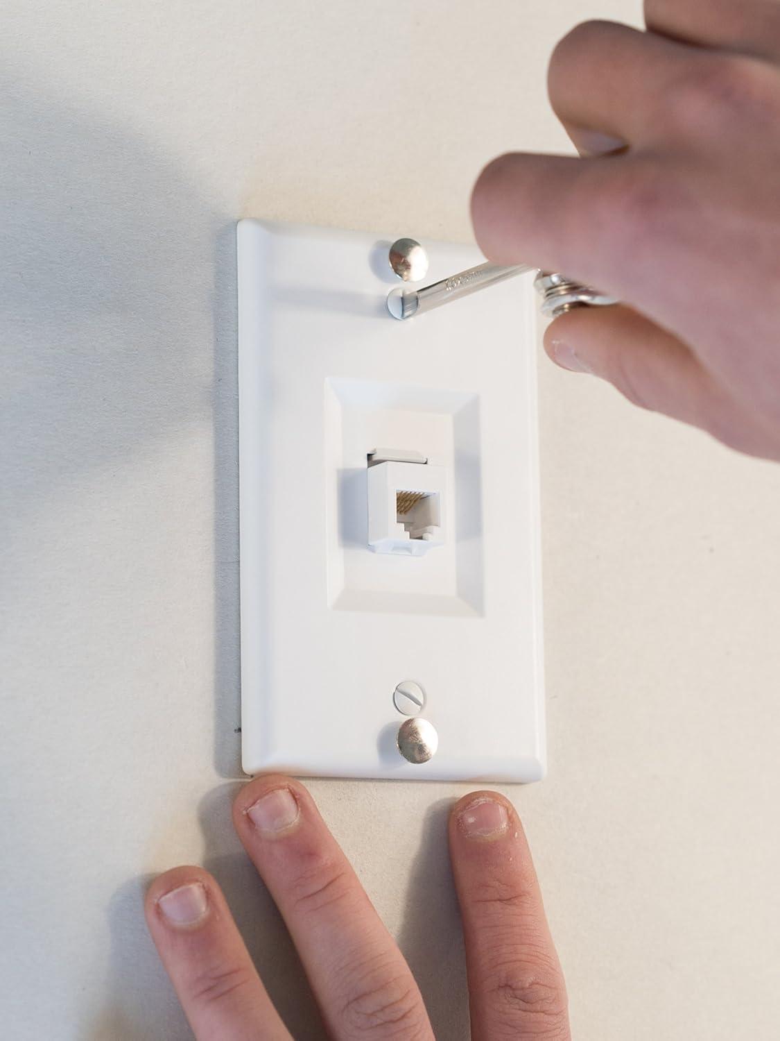 White Oversized Keystone Wall Plate with Phone Jack