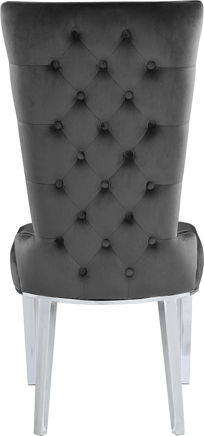 Meridian Furniture Serafina 20"H Velvet Dining Chair in Gray (Set of 2)