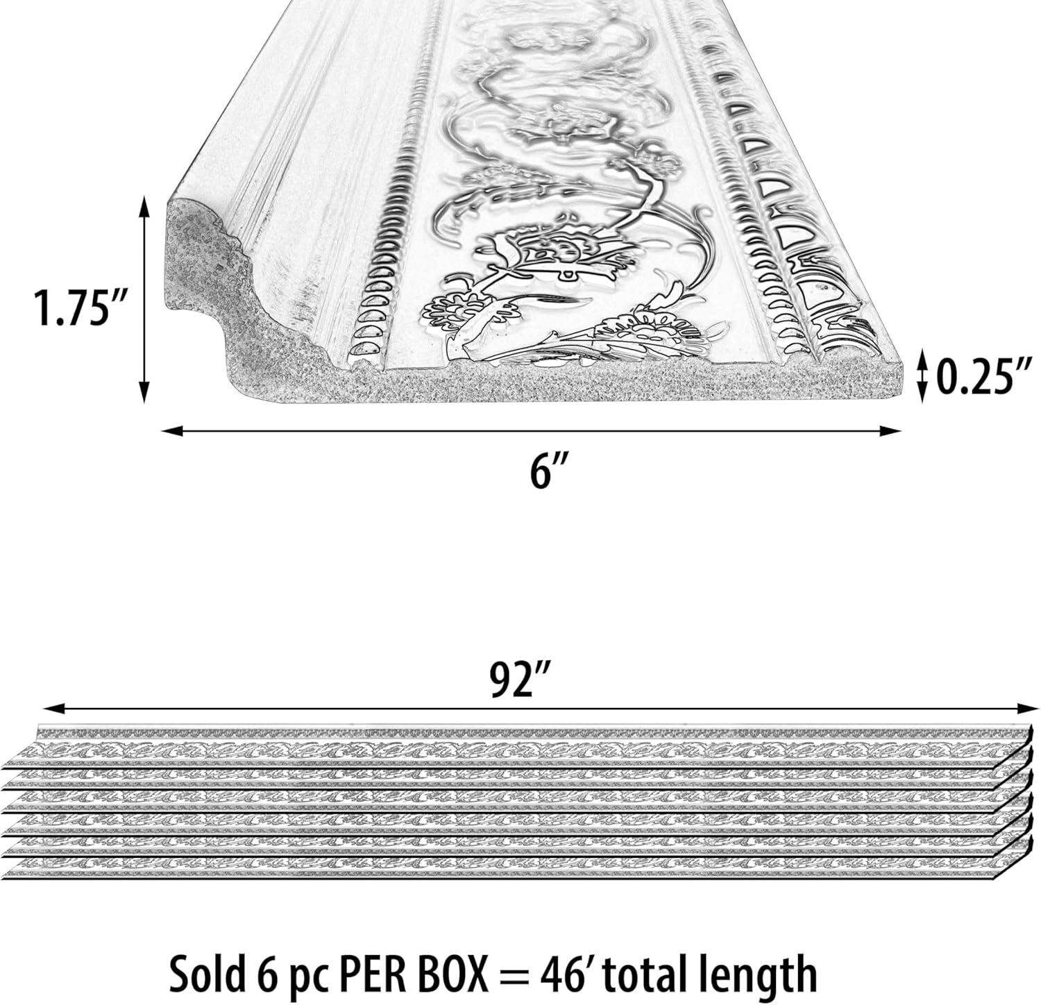 Gold Floral on Wood Tone Crown Molding 94 Inch