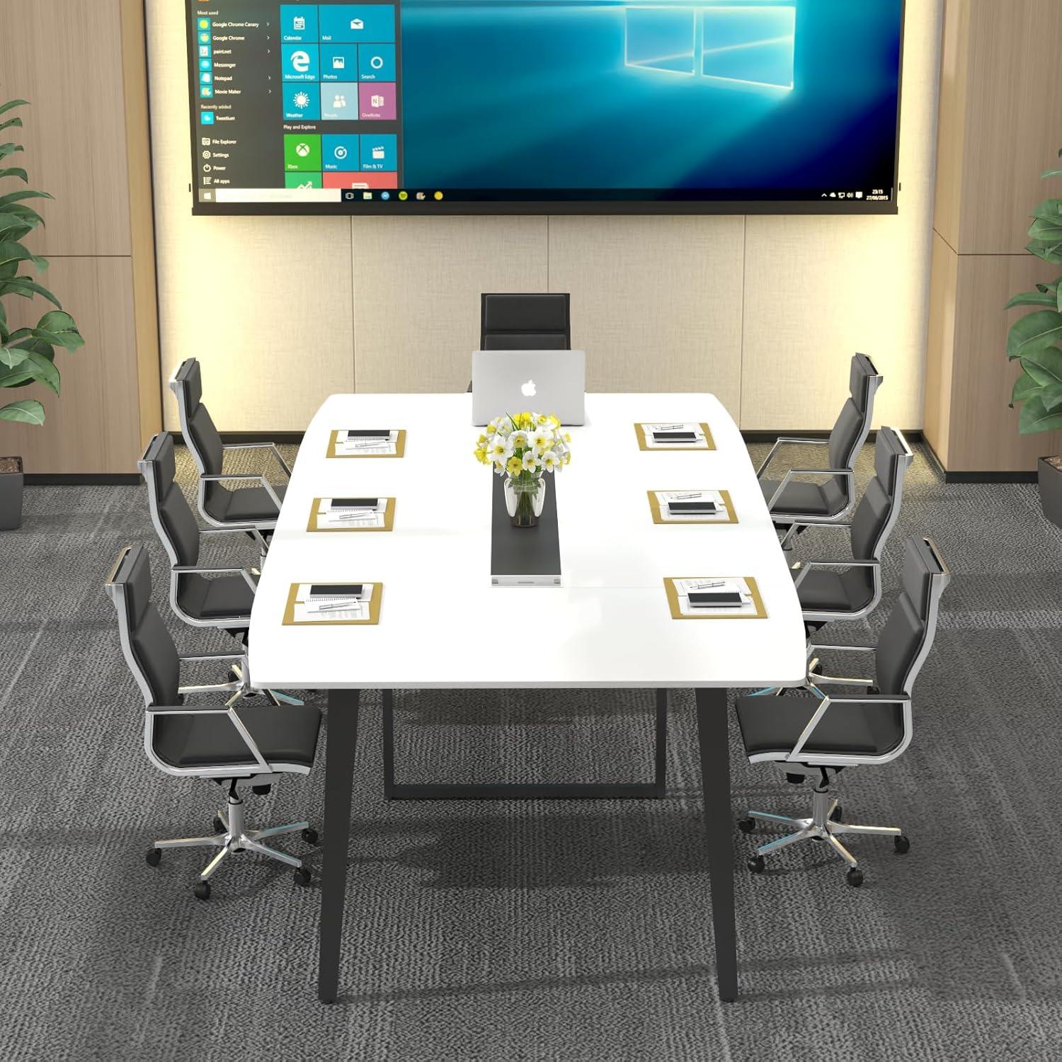 George Oliver Jonti 8 ft Conference Table, 94.49" L X 47.24" W X 29.53" H Meeting Seminar Table With Grommet