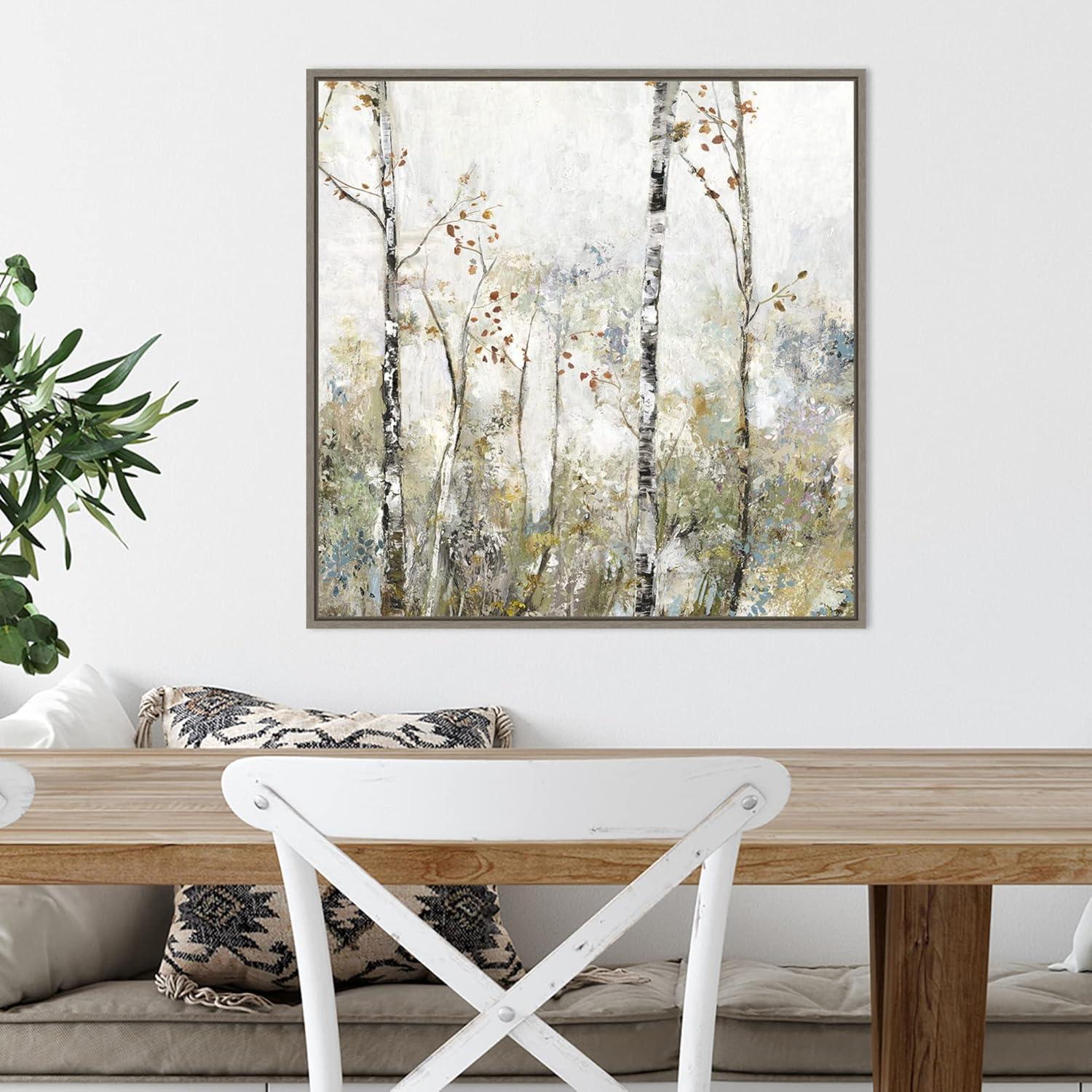 Amanti Art Soft Birch Forest II by Allison Pearce Canvas Wall Art Print Framed 22 x 22-in.