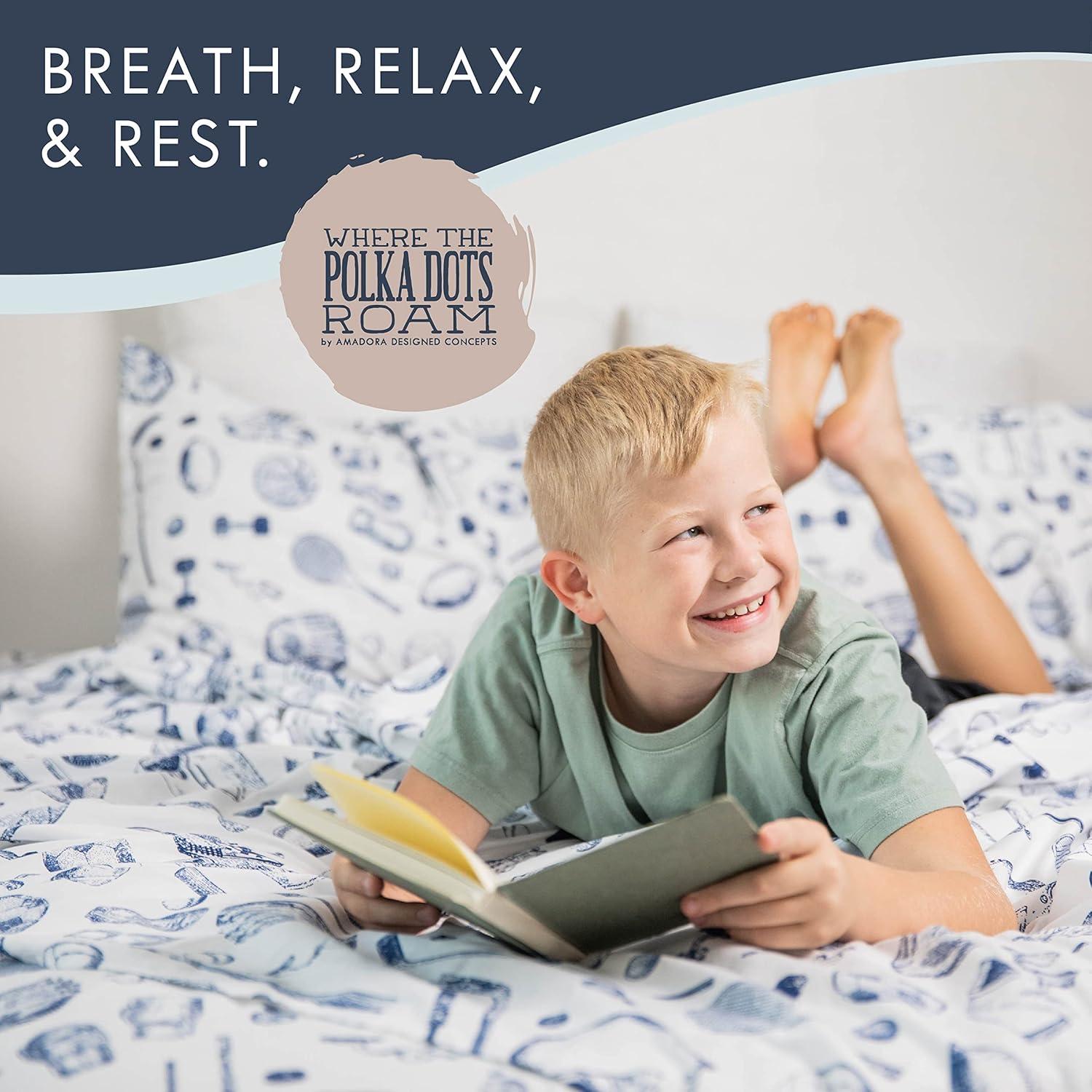 Where the Polka Dots Roam Sports Classic Collection Sports Kids Sports Bedsheets Set, Super Soft Baseball, Football, Soccer Themed Bedsheets