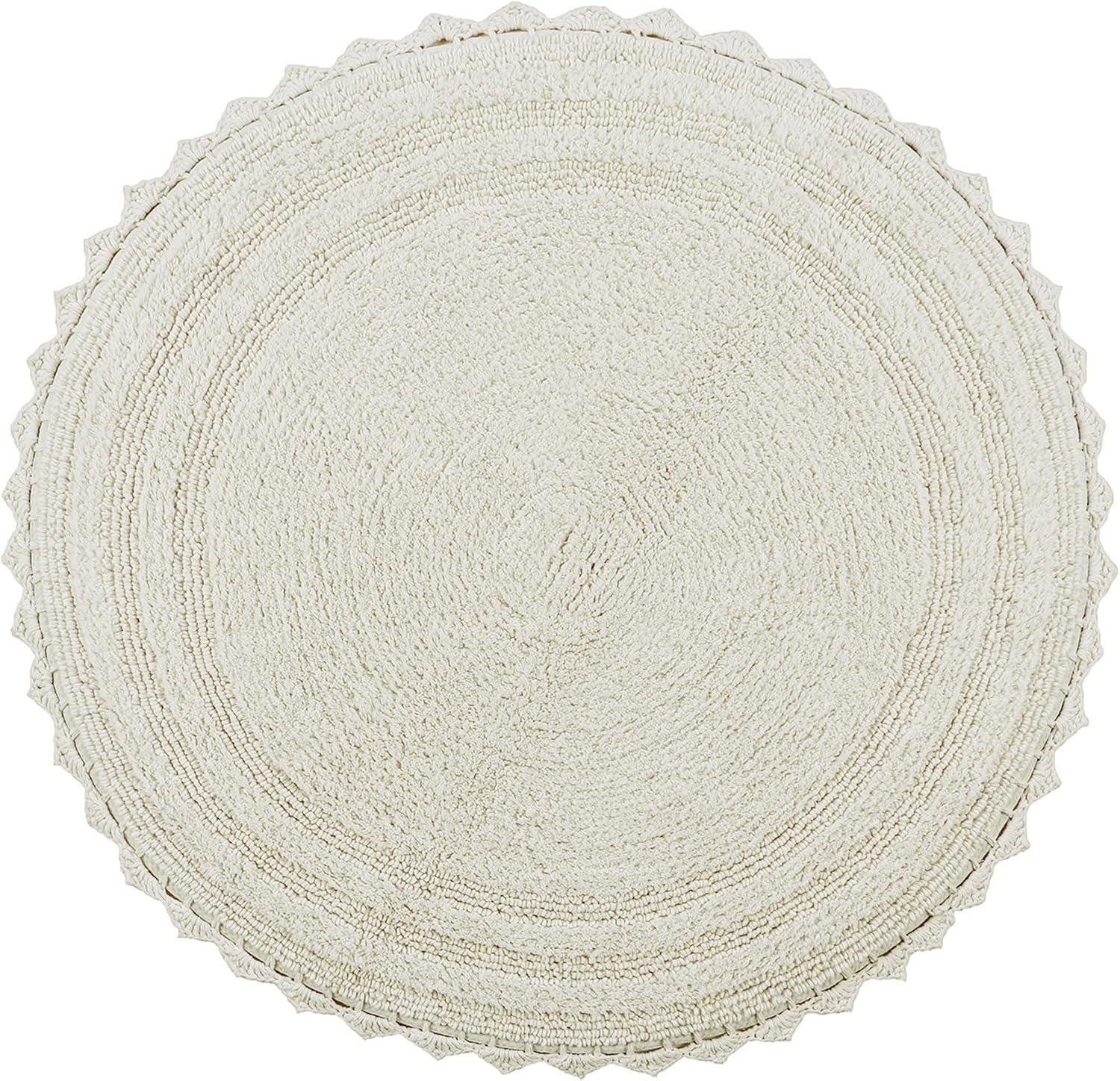 Better Trends Lilly Crochet 100% Cotton Tufted Reversible Bath Rug 30" Round - Ivory