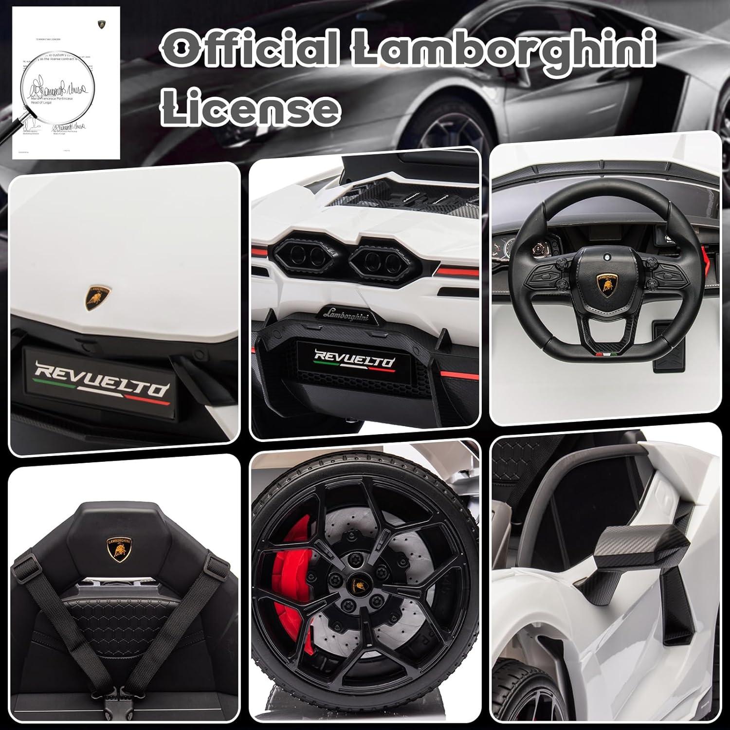 Hetoy 12V Kids Ride On Car, Licensed Lamborghini Revuelto Electric Car For Kids