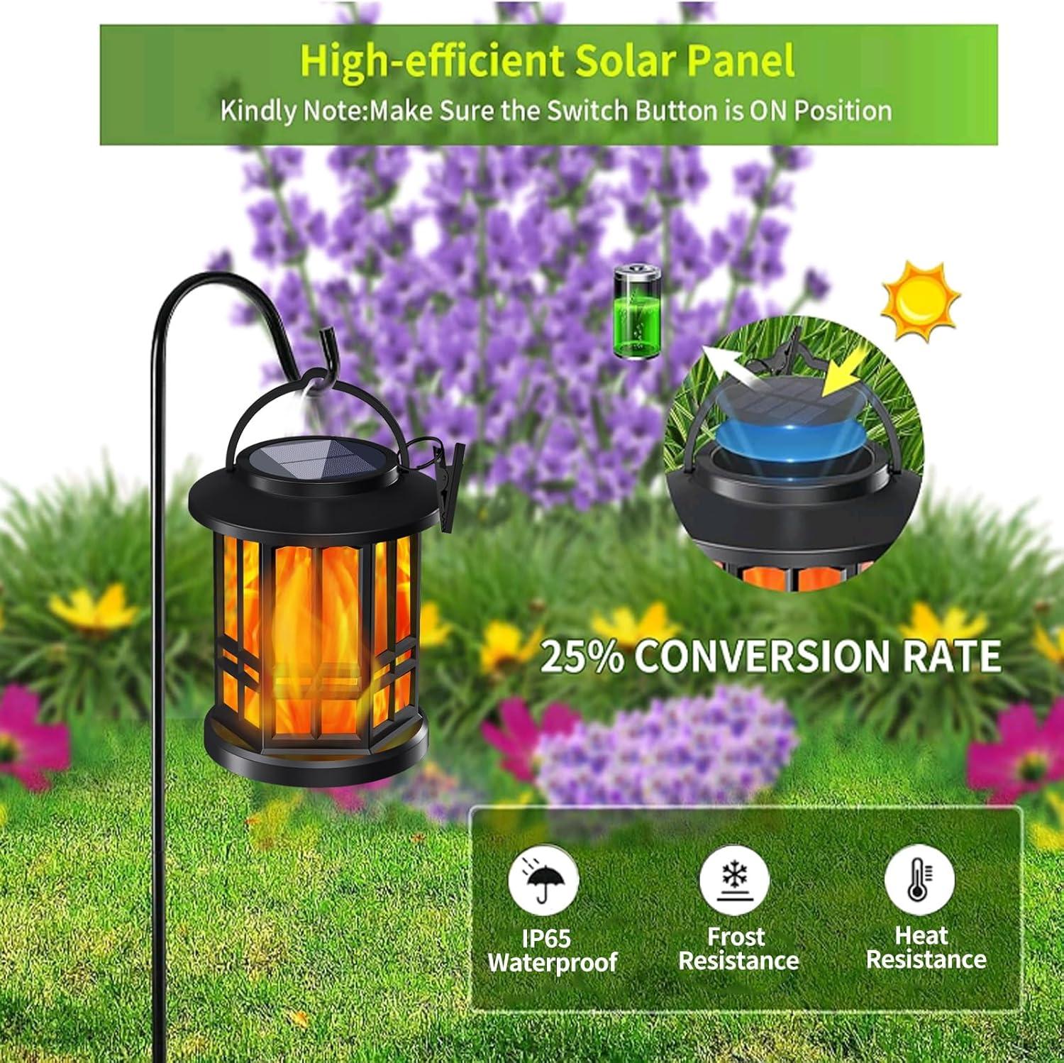 KOOPER Solar Lantern Outdoor Lights, Upgraded Flickering Candle Solar Lanterns Lights Outdoor Waterproof, Hanging Outdoor Solar Lanterns Lights, Solar Powered Lanterns For Yard Garden Decor (Set of 2)
