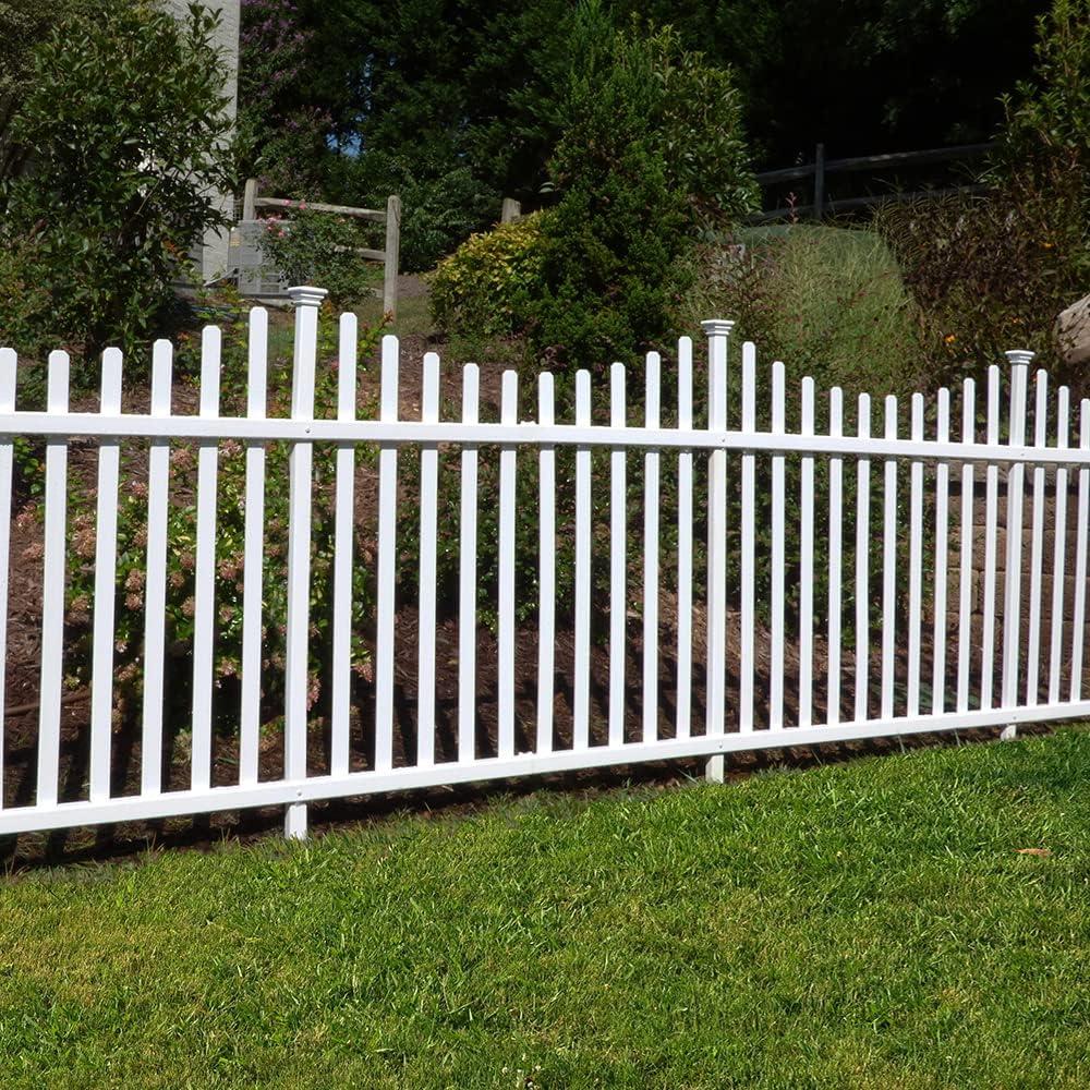 42in H x 92in W (2 Panels) No Dig Zippity Manchester Fence Kit, White Vinyl Picket Fence Panels, Perfect Durable Temporary Outdoor Fence for Backyard, Patio, or Garden, ZP19018