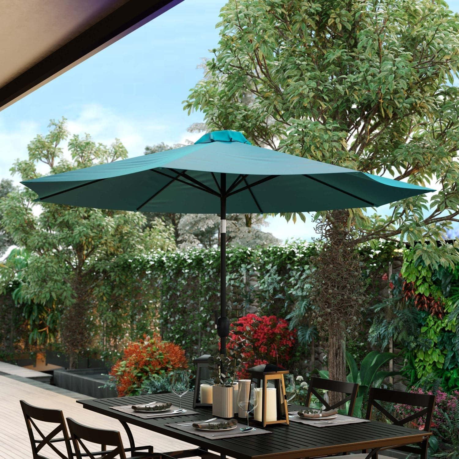 Flash Furniture Teal 9 FT Round Umbrella with 1.5" Diameter Aluminum Pole with Crank and Tilt Function