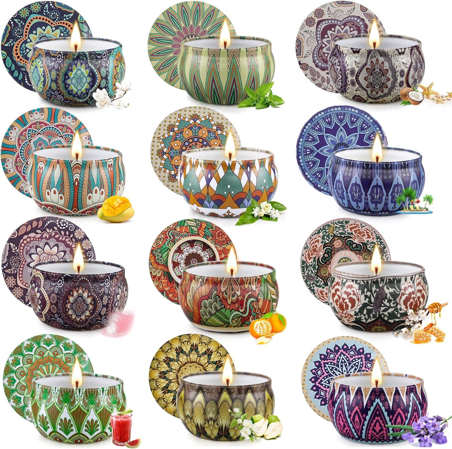 Scented Candles Gift Set, 12 Pack Aromatherapy Candles for Women, Candles for Home Scented, 300H Long Burning, Soy Wax Candle Set, Gifts for Mom Women SPA Birthday Anniversary Stocking Stuffers