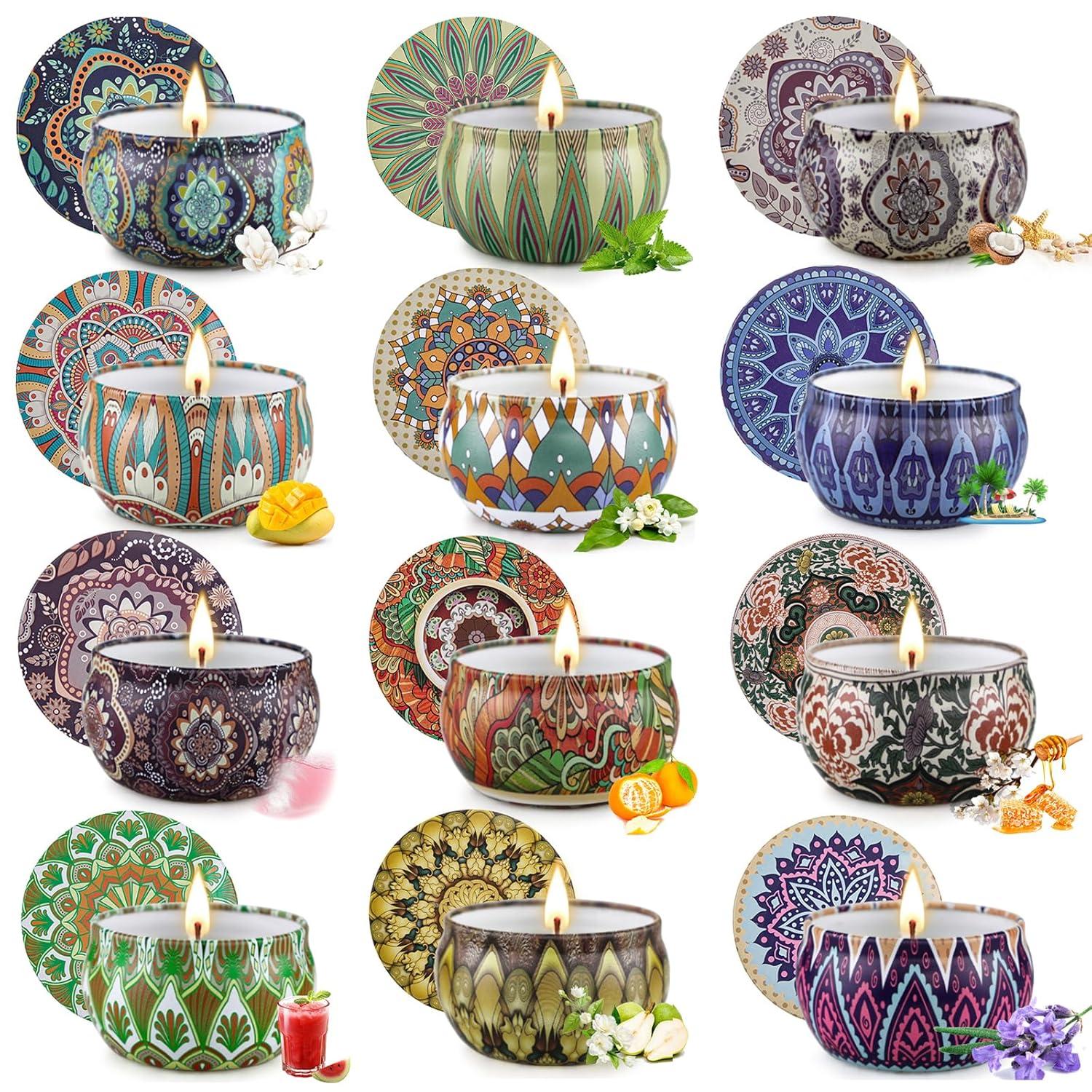 Scented Candles Gift Set, 12 Pack Aromatherapy Candles for Women, Candles for Home Scented, 300H Long Burning, Soy Wax Candle Set, Gifts for Mom Women SPA Birthday Anniversary Stocking Stuffers