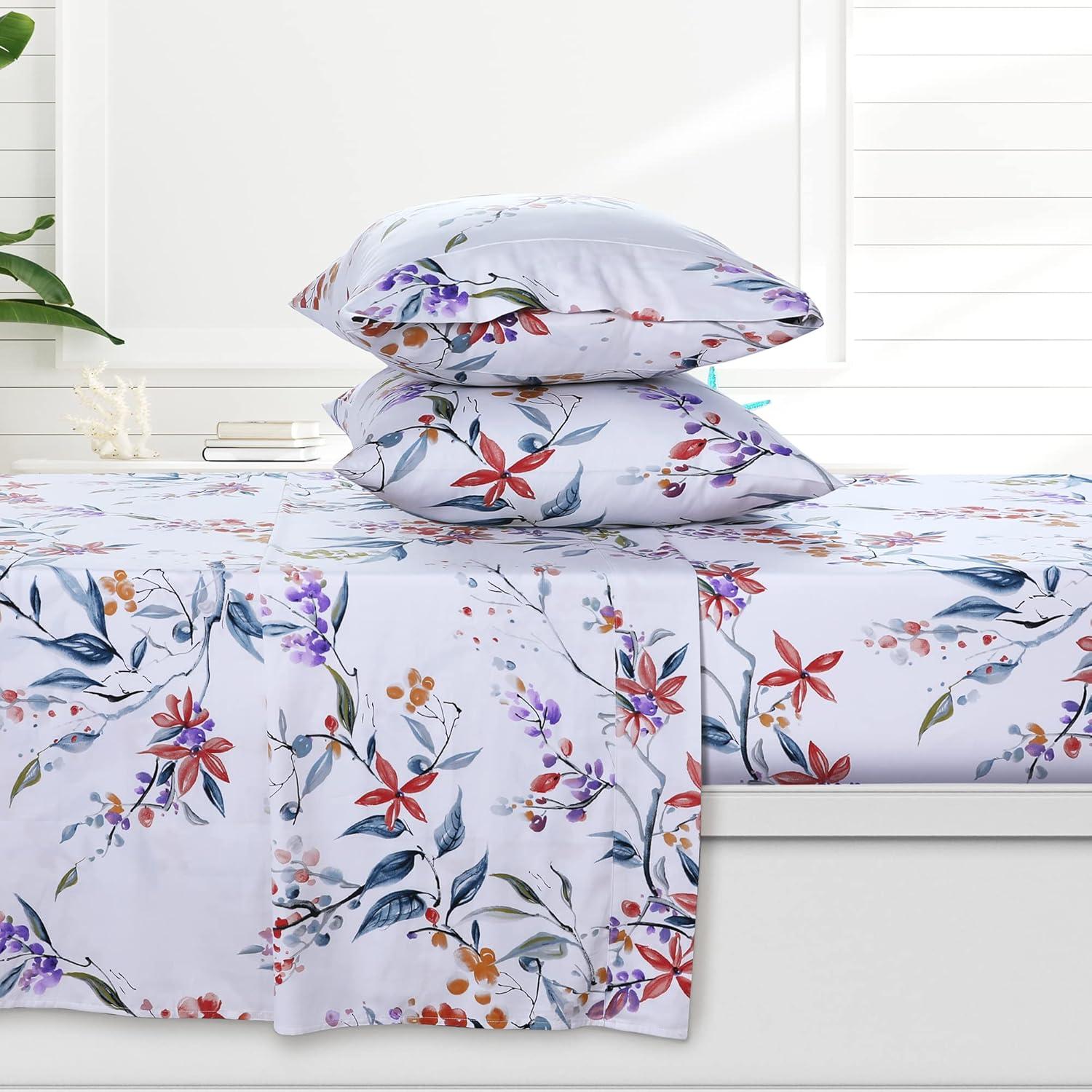Azores Home Sateen Floral Sheet Set