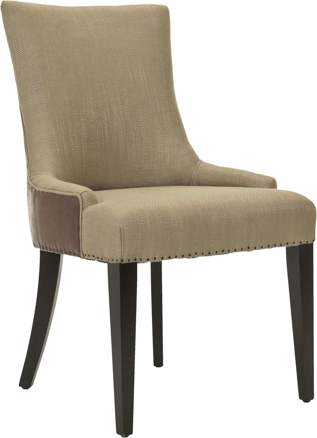 Becca 19''H Dining Chair with Silver Nail Heads - Cream/Leather - Safavieh