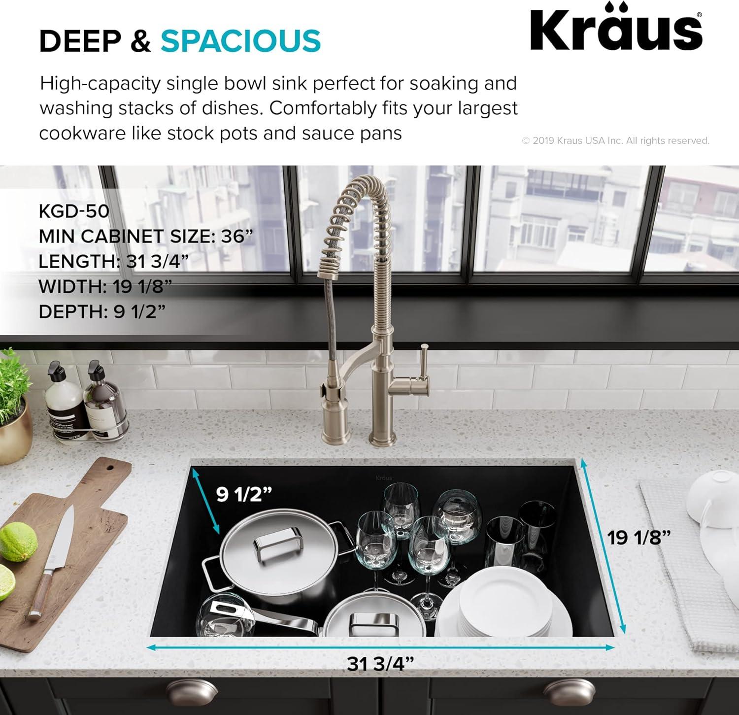 KRAUS Forteza™ 32" L Undermount Single Bowl Granite Kitchen Sink