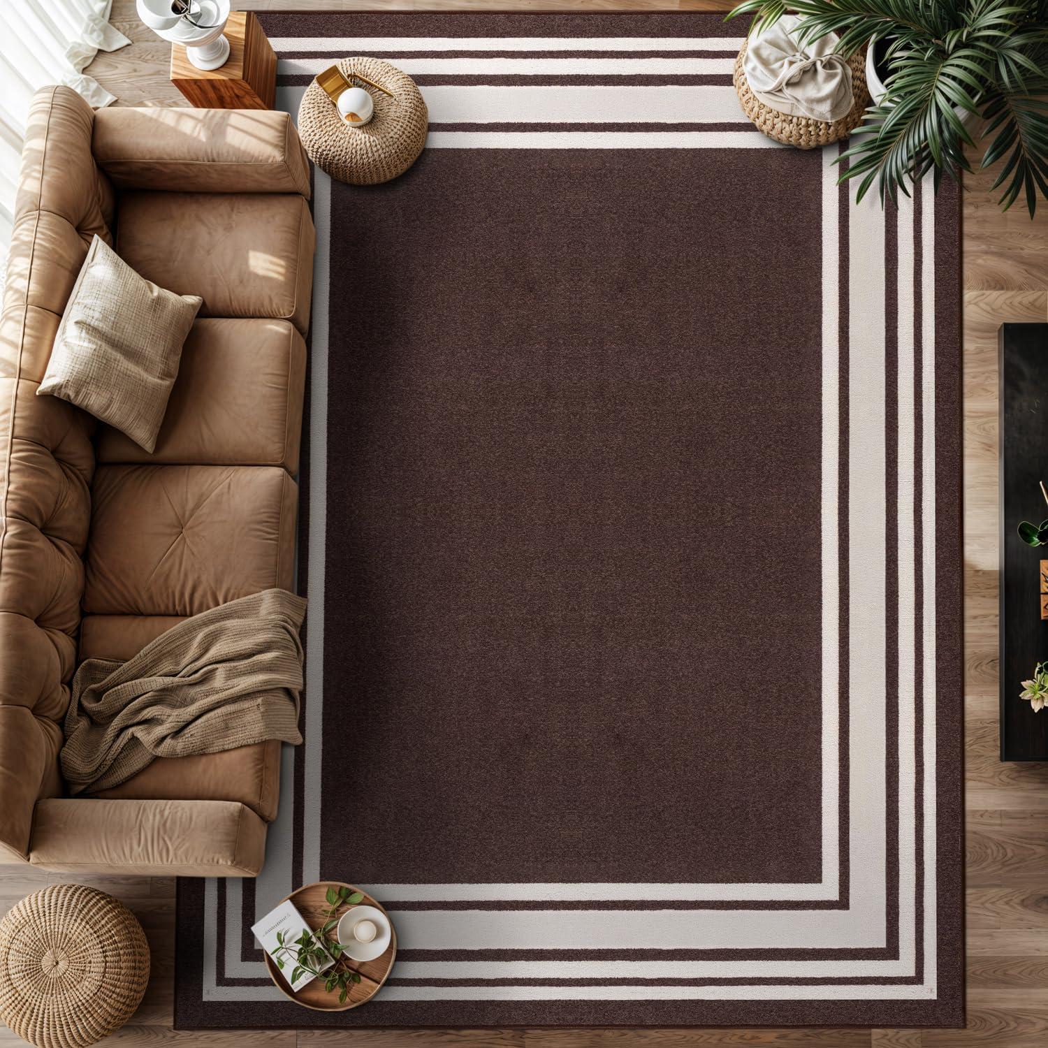Quiogue Brown Non-Slip Area Rug
