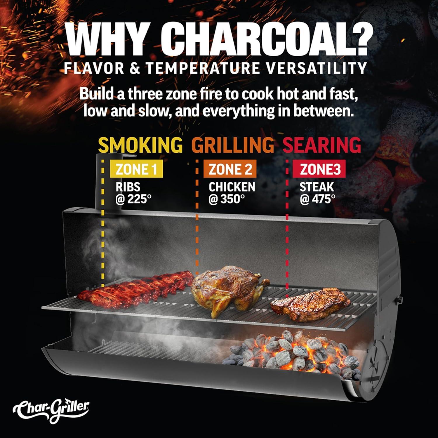 Char-Griller 44.7'' W Barrel Charcoal Grill