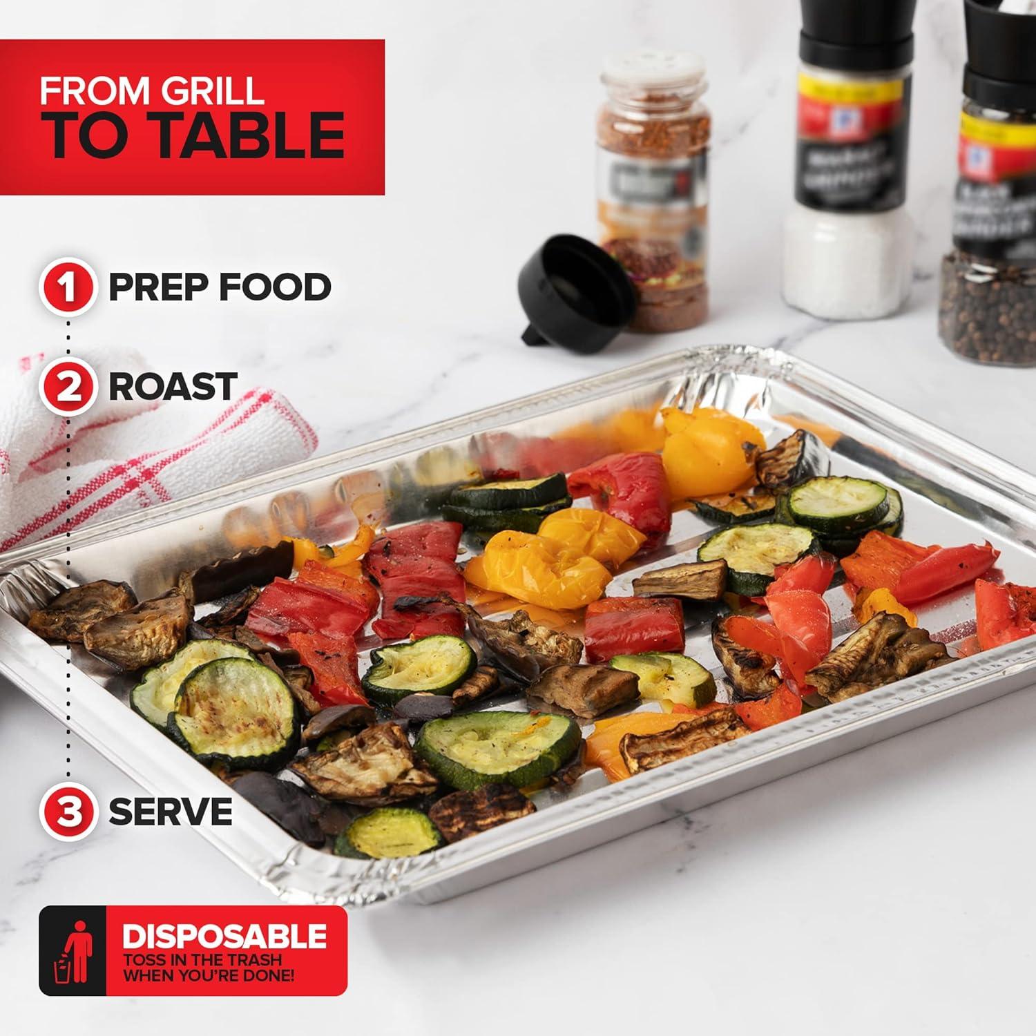 Disposable Aluminum Foil Broiler Pans (10 Pack) - Broiler Drip Pans for Oven - Durable Broiling Pans with Ribbed Bottom Surface for BBQ Grill Like Texture - 13x9 Inch Broiler Pan