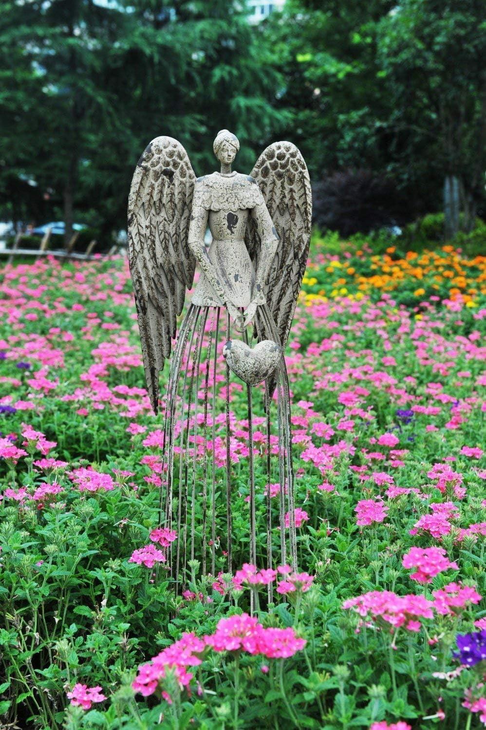 Attraction Design Antiqued Metal Garden Angel, 32 Height