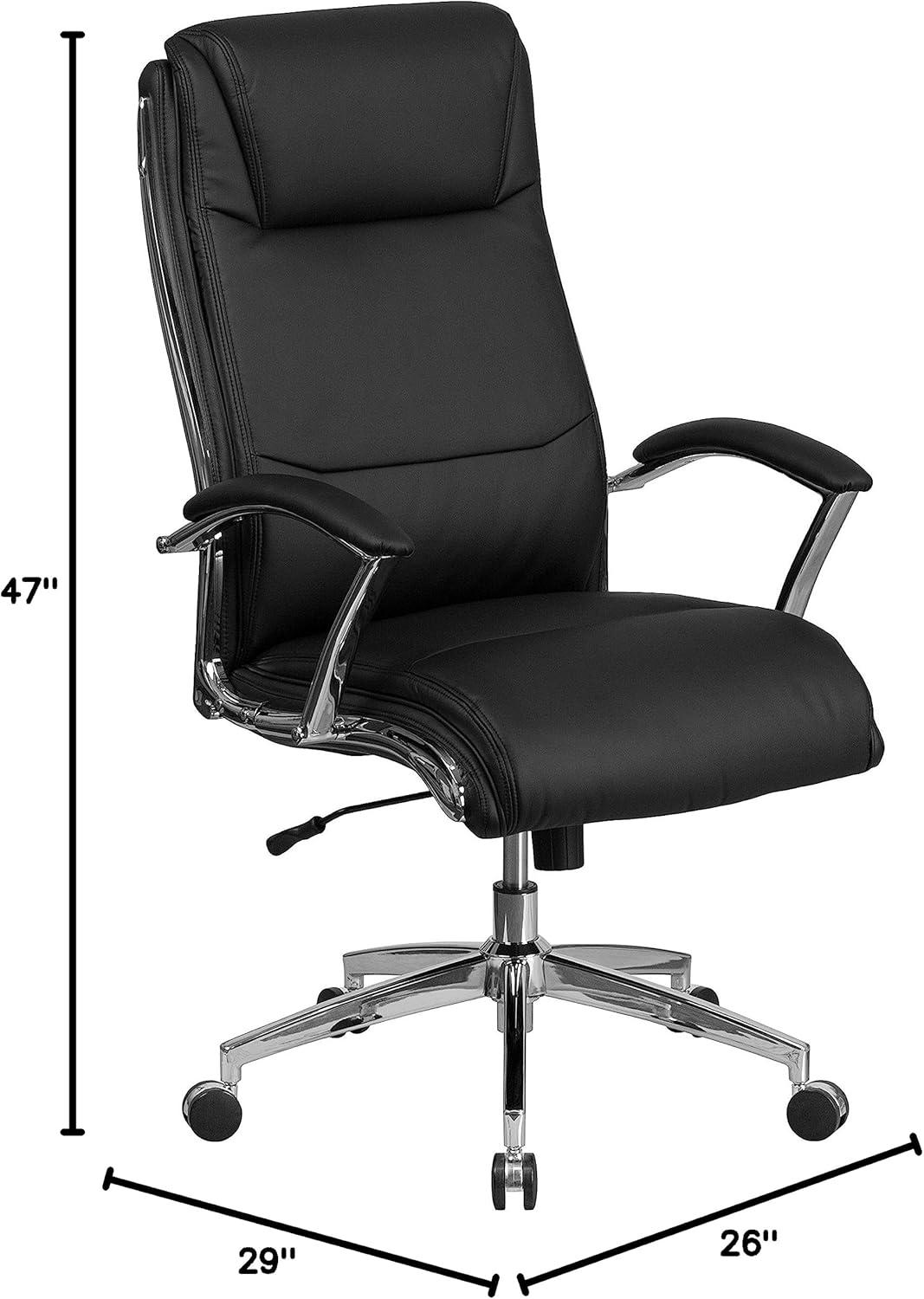 Flash Furniture High Back Designer Smooth Upholstered Executive Swivel Office Chair with Chrome Base and Arms