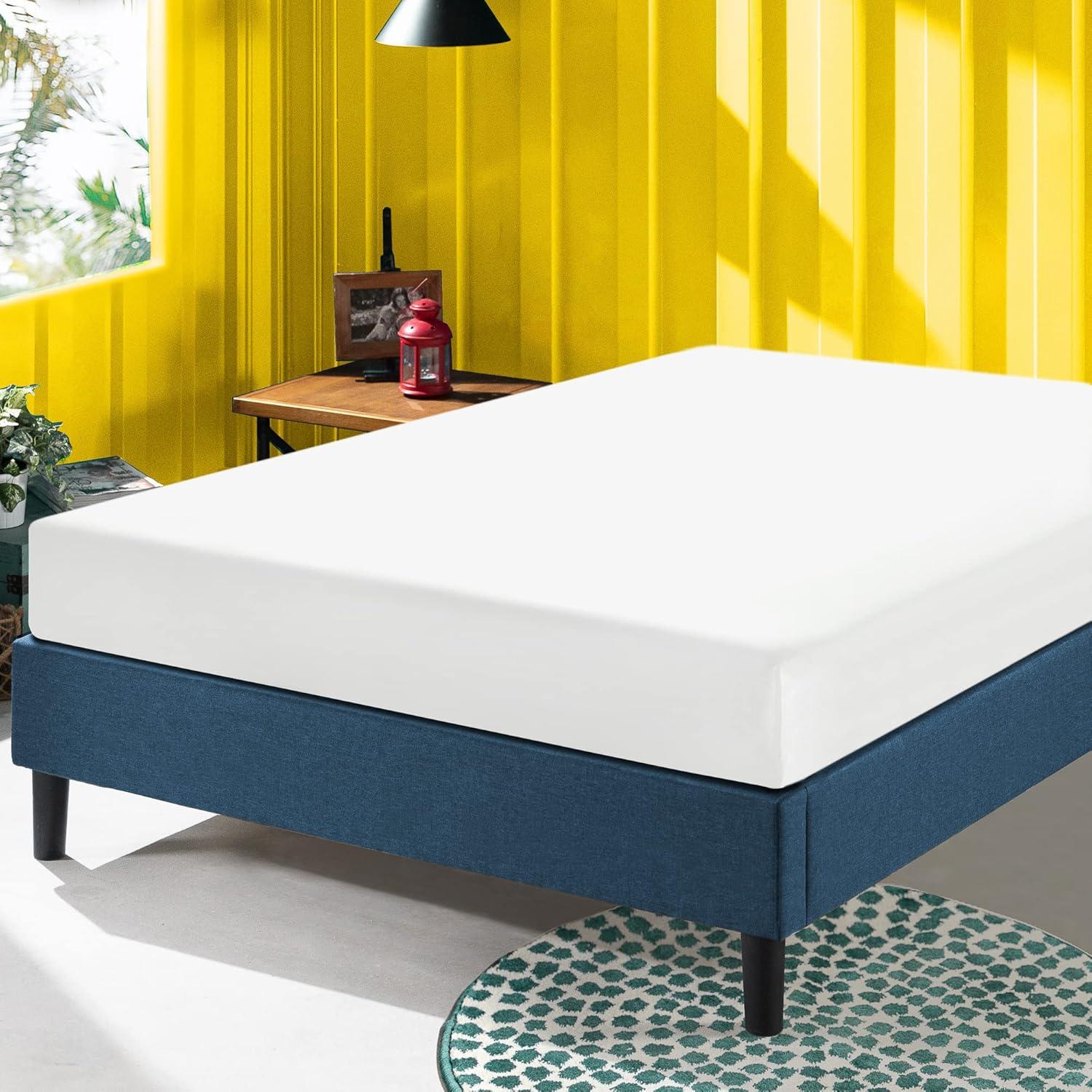 Zinus Curtis Estructura de Cama con Plataforma Tapizada de 13", Azul Marino, Tamaño Queen