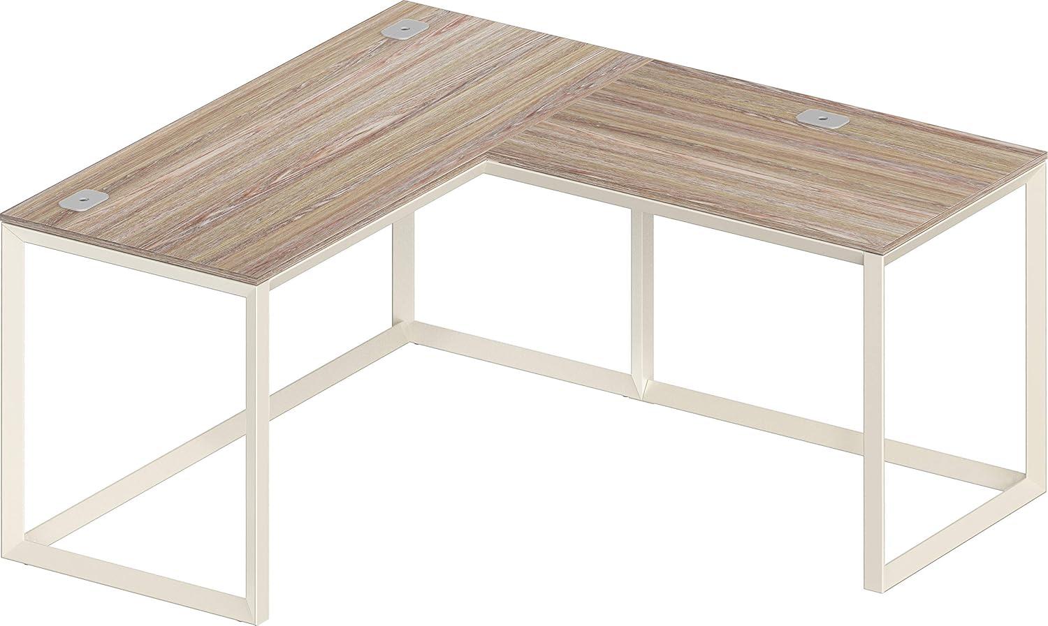 Modern Oak L-Shaped Corner Computer Desk with Cable Management