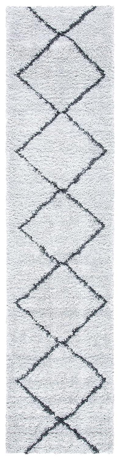 SAFAVIEH August Ravenna Diamond Shag Runner Rug, Beige/Charcoal, 2'2" x 9'