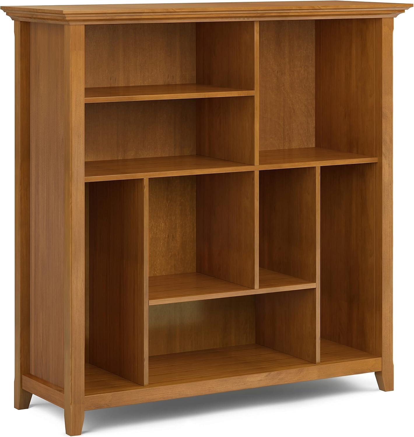 Simpli Home Amherst 44"W Solid Wood Multi Cube Bookcase with 8 Different Sized Storage Cubbies