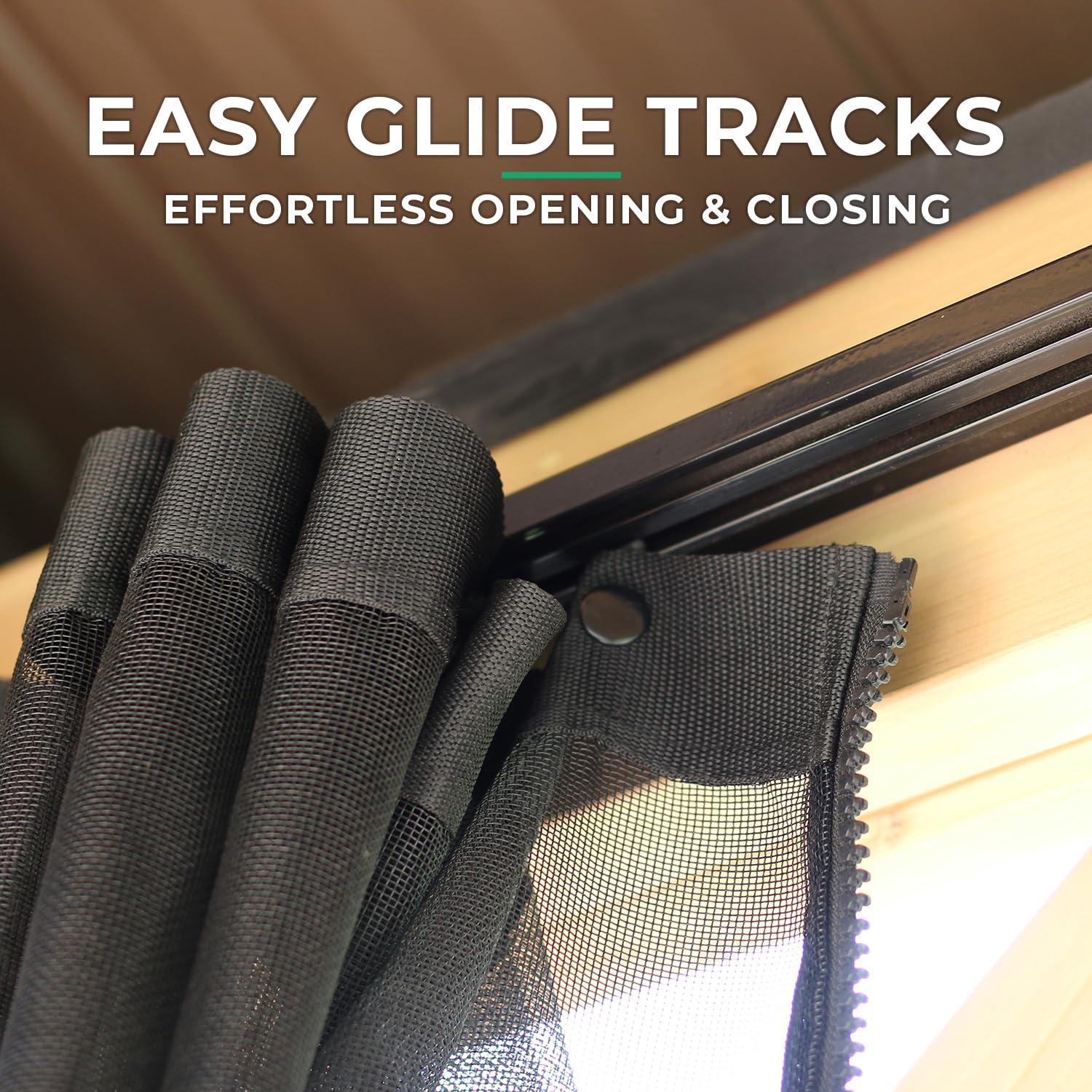 Yardistry 12' x 16' Meridian Gazebo Mosquito Mesh Kit  Premium Phifer UV-Resistant Mesh with Easy Glide Tracks and Full-Length Zippered Panels