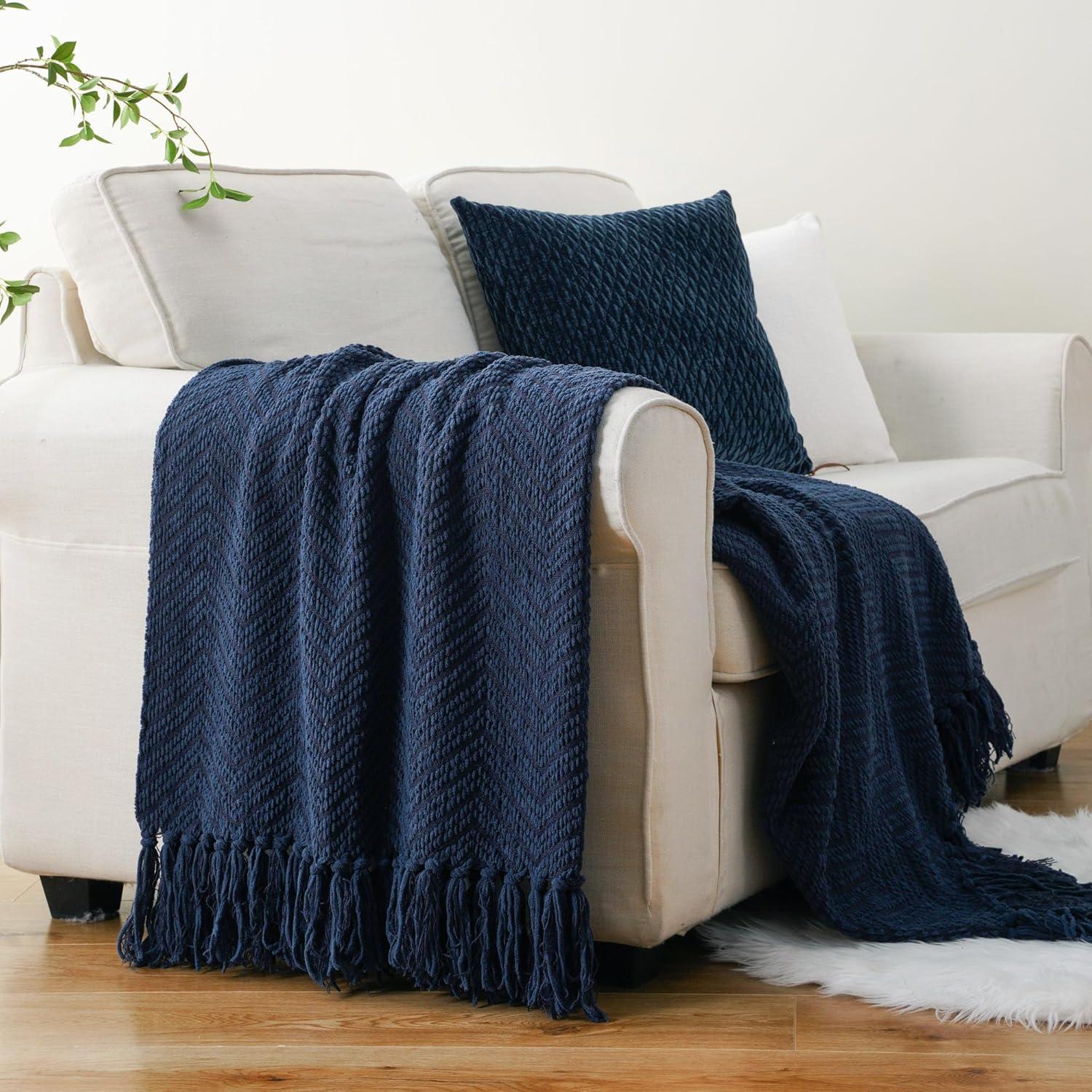 Battilo Home Throw Blanket for Couch, Super Soft Cozy Warm Throws for Twin Bed, Knit Woven Chenille Blanket Versatile for Sofa Bedroom Home Decor