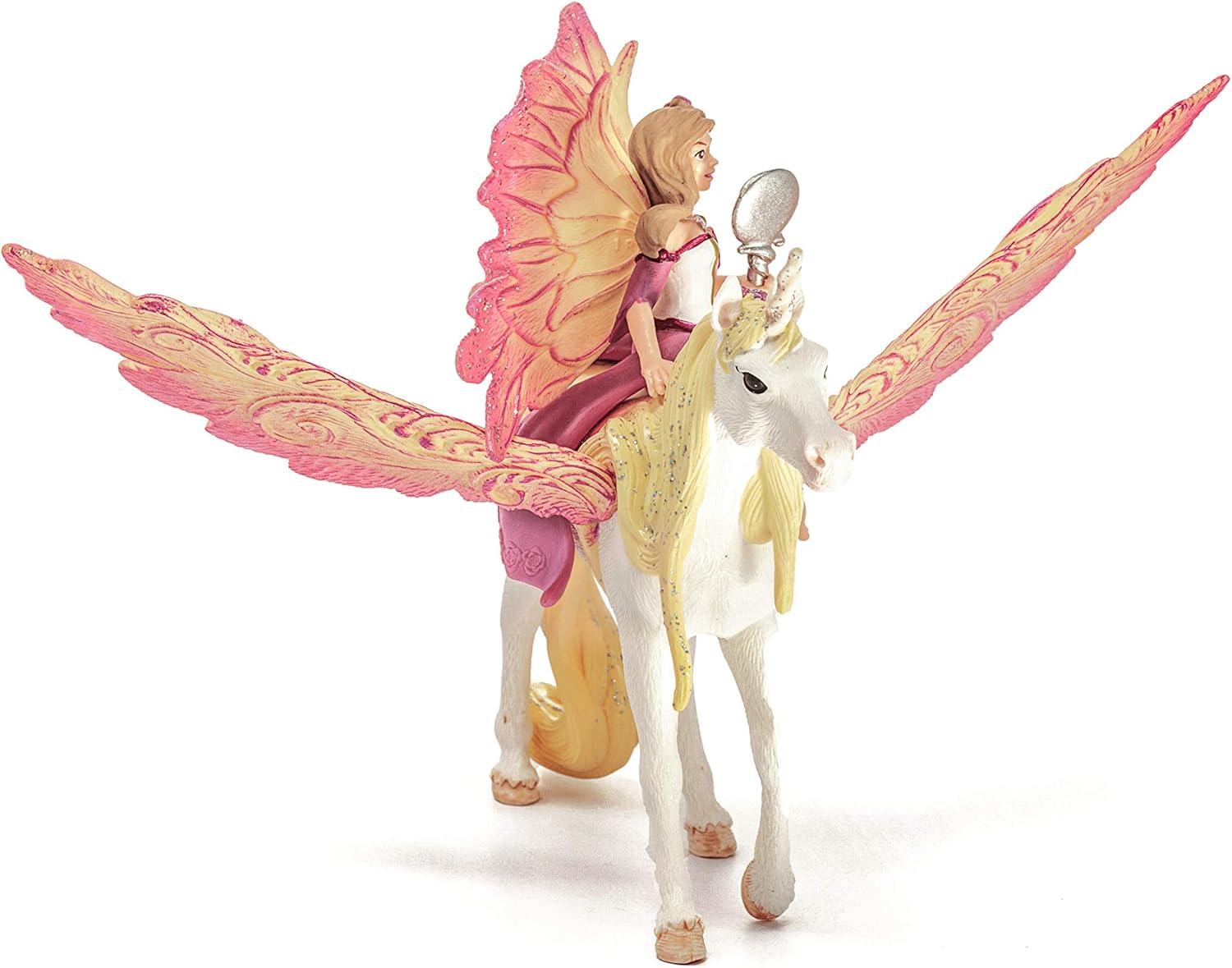 Schleich - Bayala: Fairy Feya with Glitter Unicorn, Fairy Rider & Unicorn Toy Figurine Educational Playset, 2 Pcs