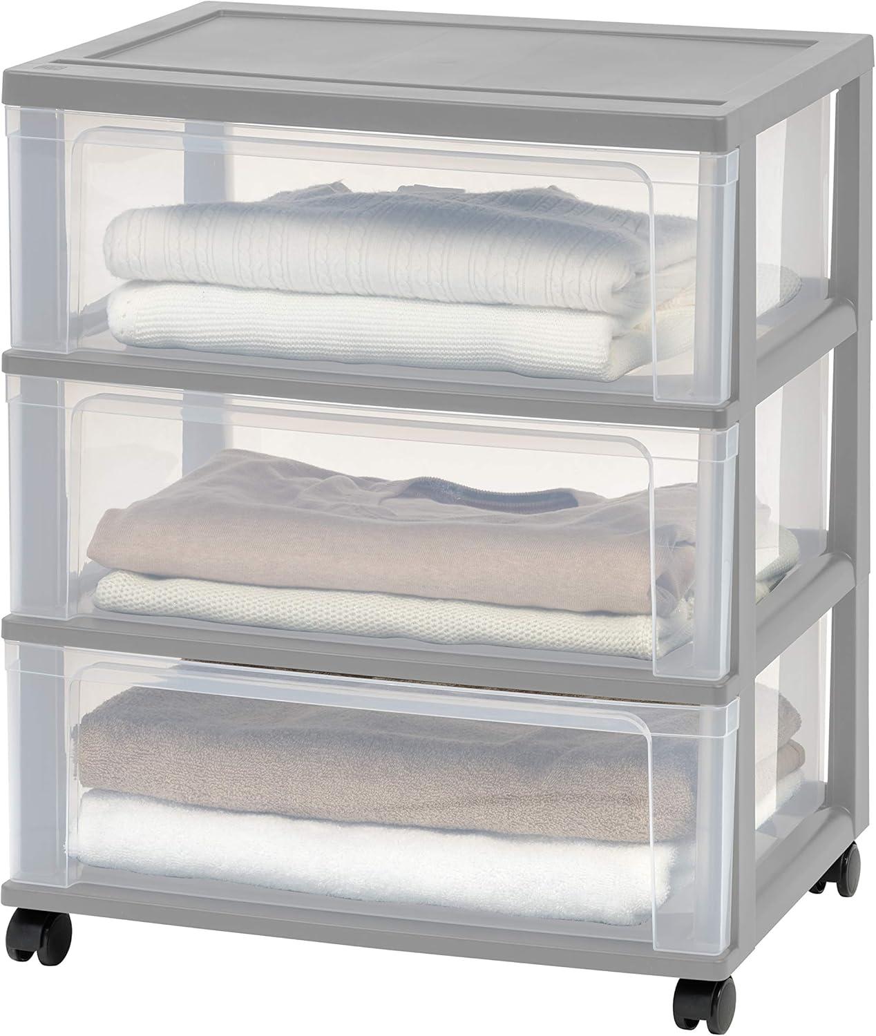 IRIS 3 Drawer Storage Cart with Wheels Gray