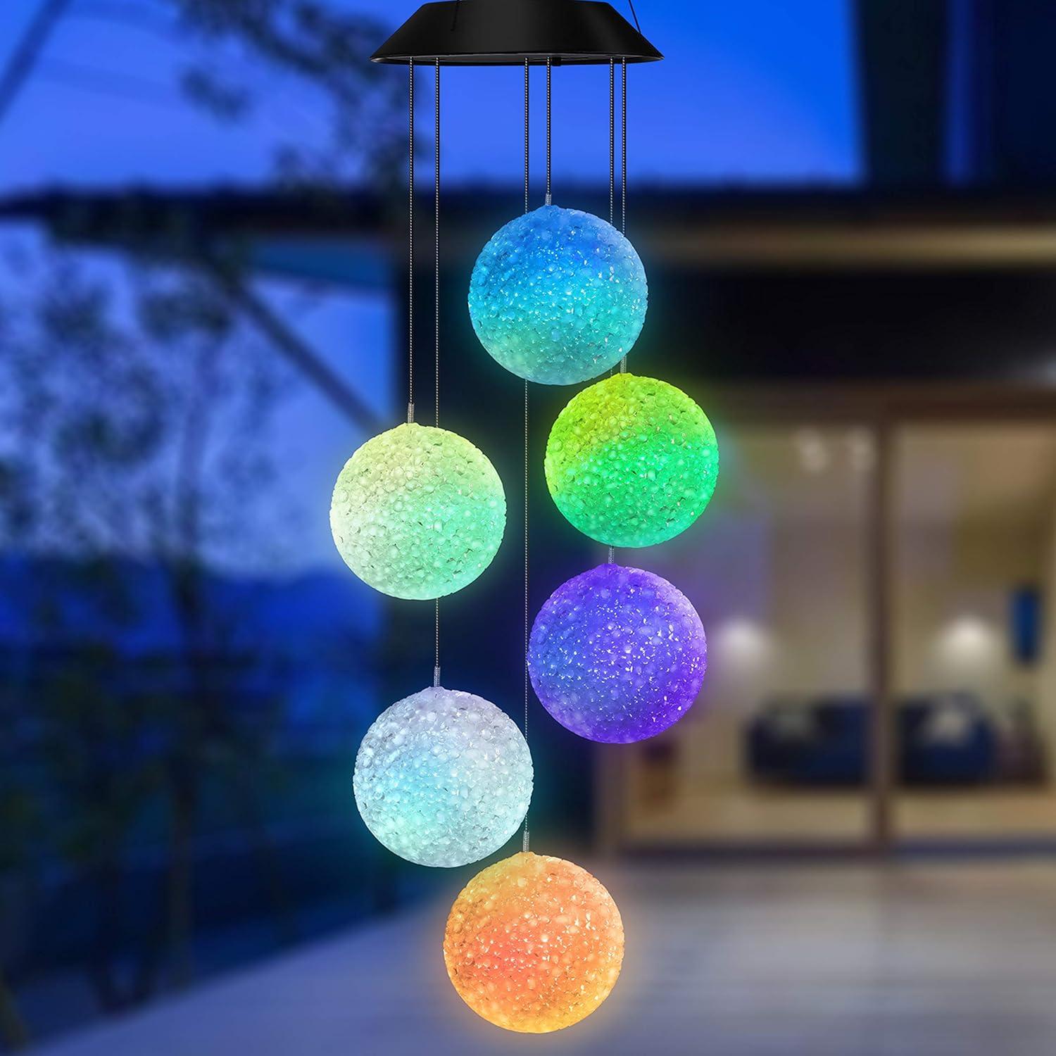 Color Changing Solar Powered Crystal Ball Wind Chime