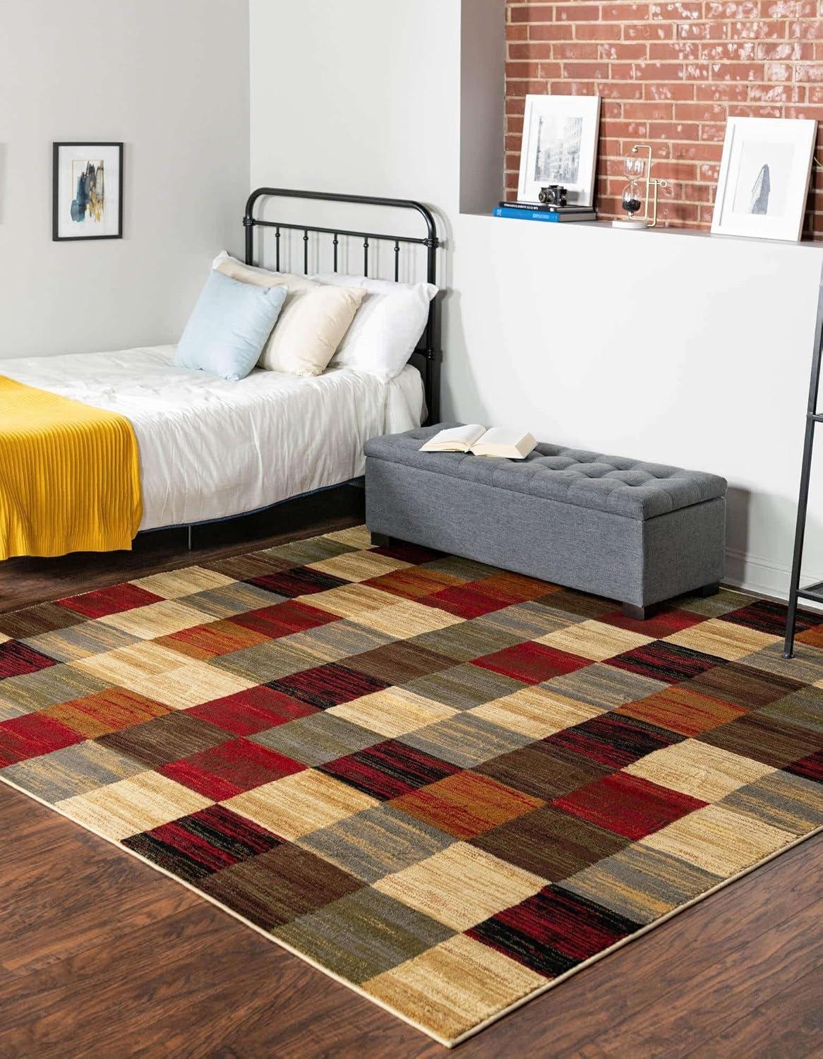 Unique Loom Barista Collection Area Rug - Gava (7' 1" Square Multi/Brown)