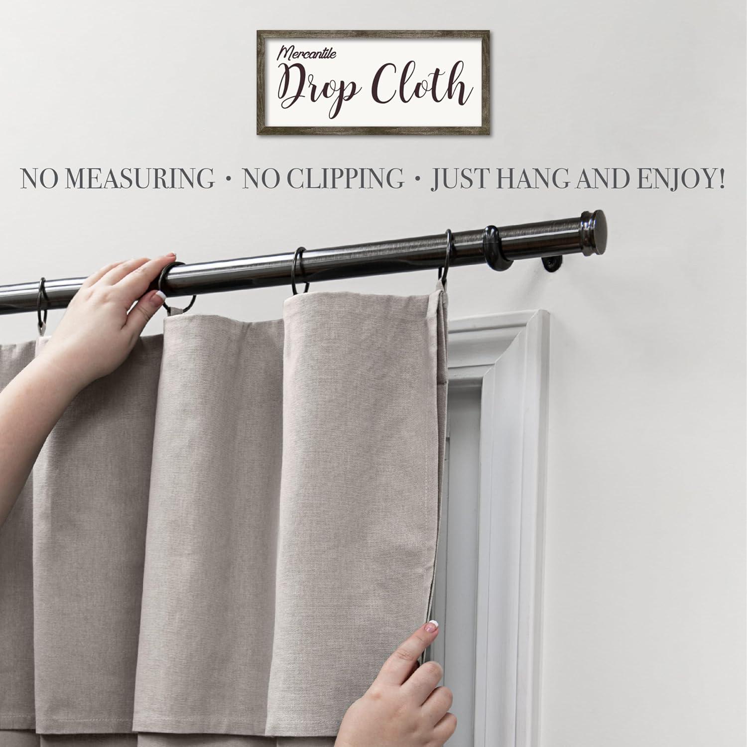Mercantile Drop Cloth Light Filtering Ring Top Tab Farmhouse Curtain Panel with Valance Off White 63 Inches
