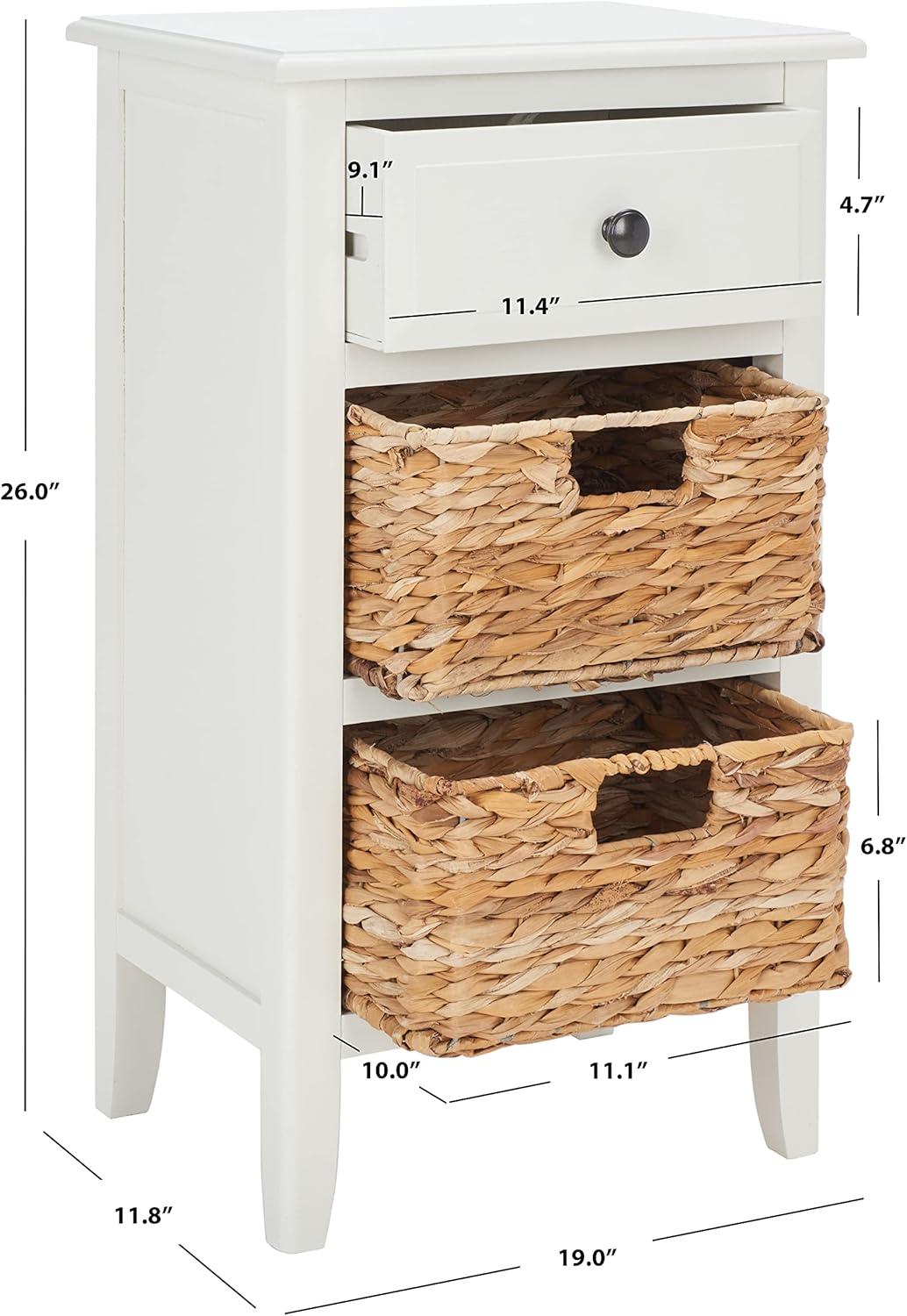 Everly Drawer Side Table - Vintage White - Safavieh.