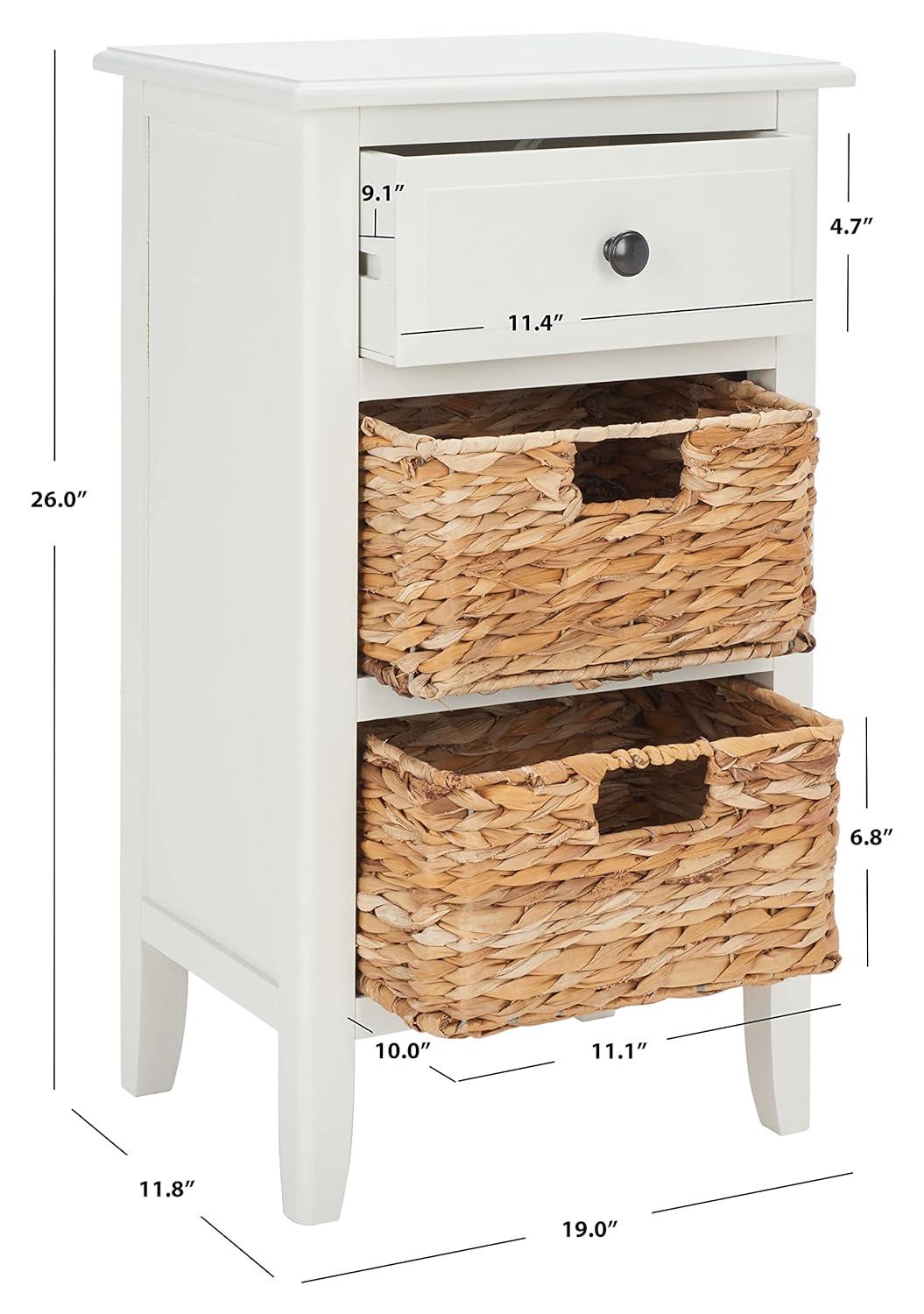 Everly Drawer Side Table - Vintage White - Safavieh.