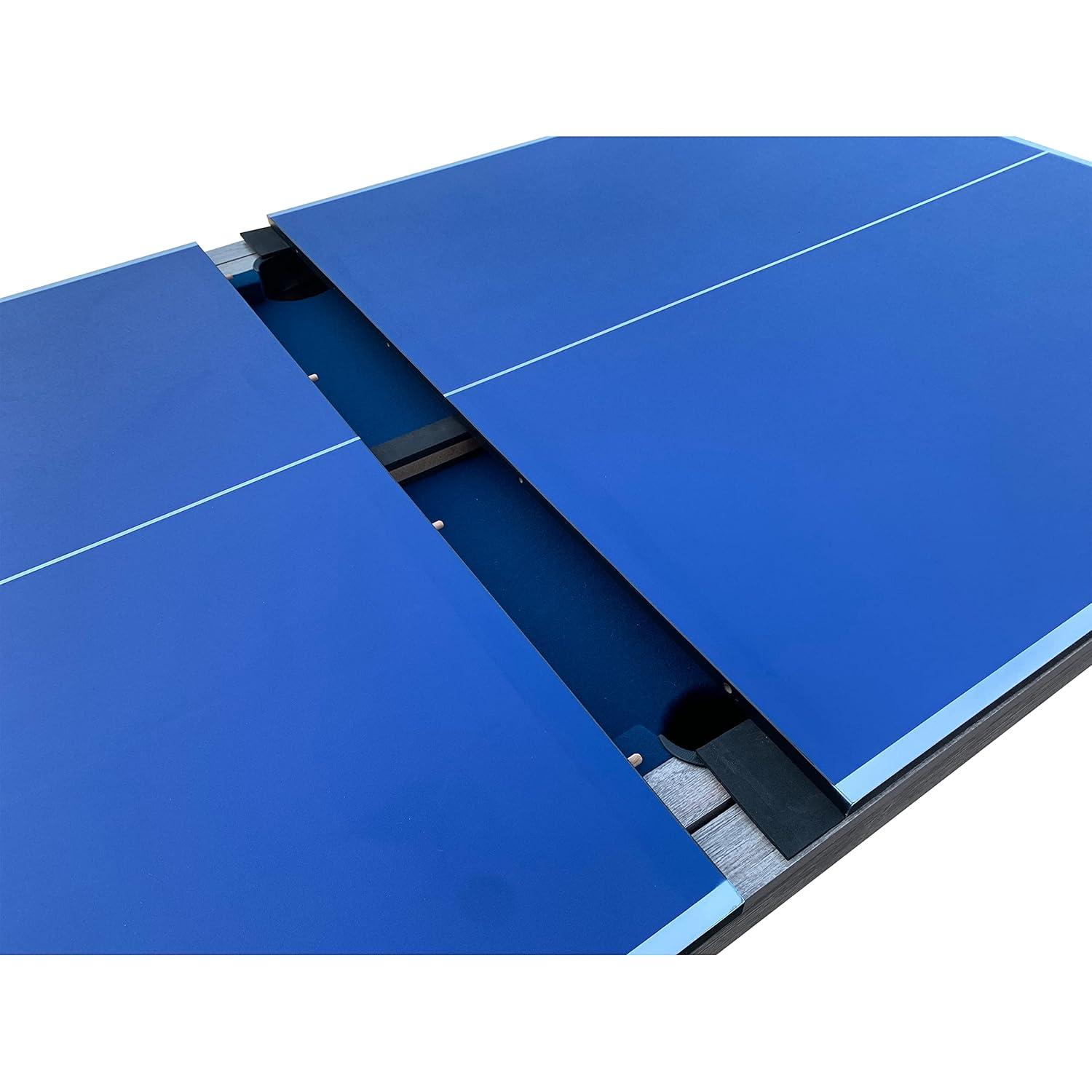 RACK Pool Tables Rack Luxor 7.5-Foot 4-In-1 Multi-Game Swivel Billiard/Pool Table (Blue Felt With 2 Bench)