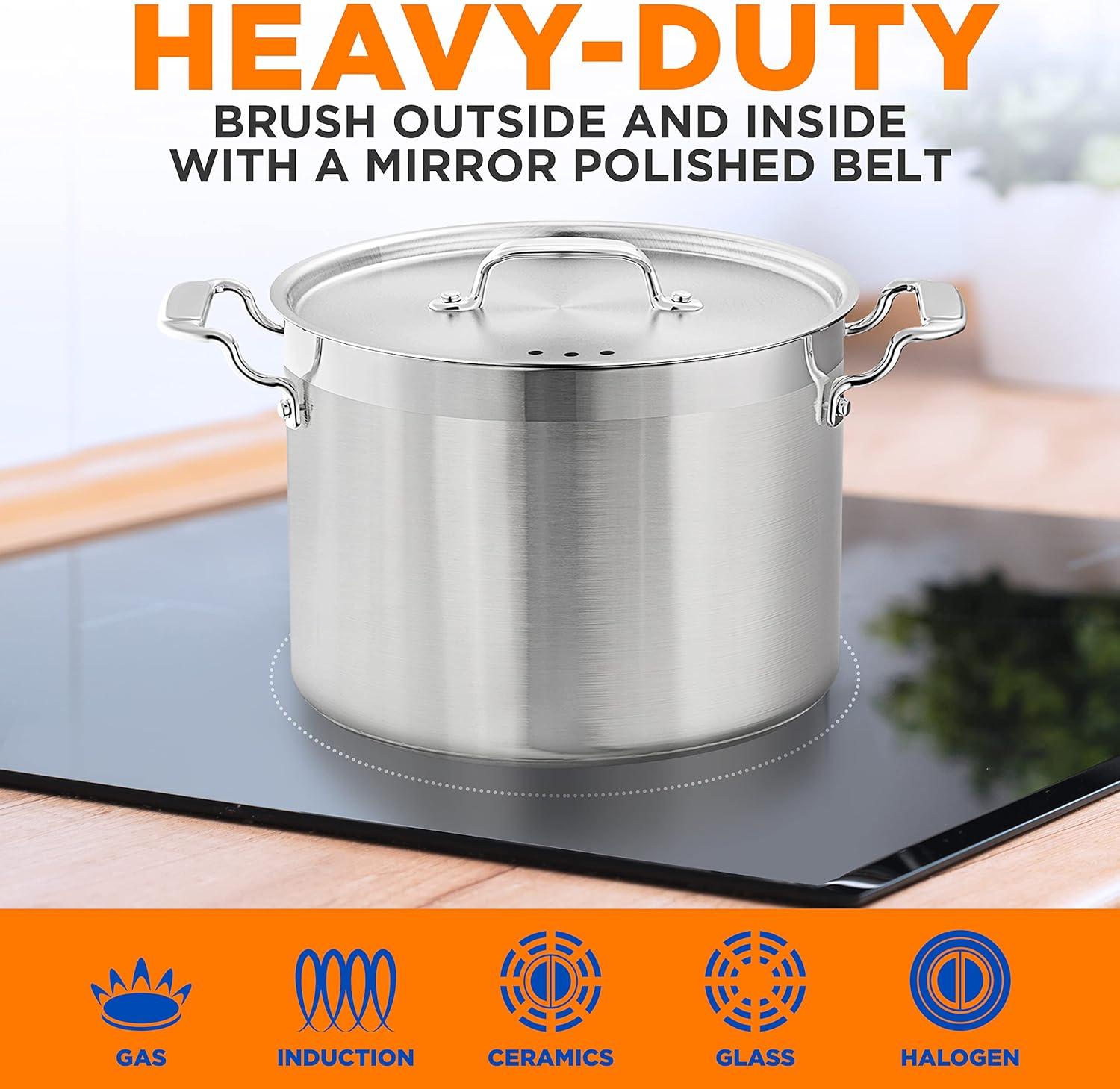 12-Quart Stainless Steel Induction Stockpot with Lid