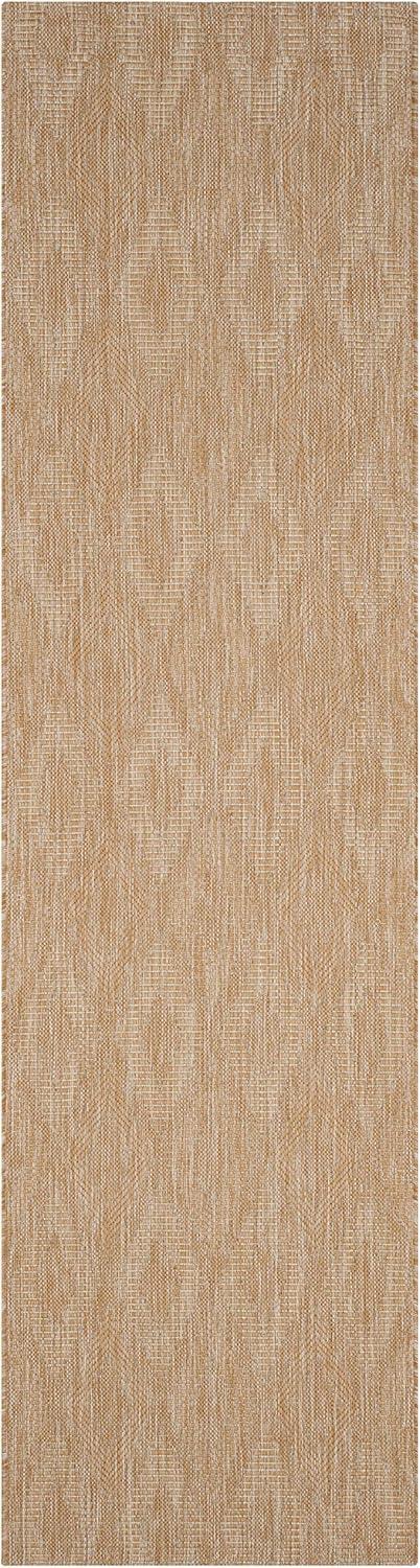 Natural Geometric Diamonds 2'3" x 14' Indoor/Outdoor Runner Rug