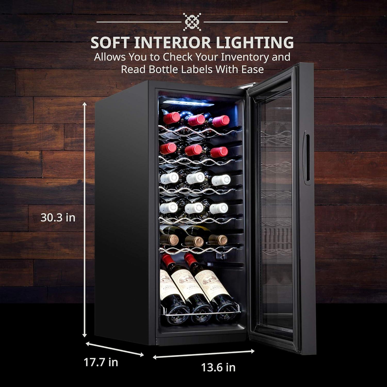 Ivation 18 Bottle Wine Cooler Fridge, Compressor Refrigerator W/Lock