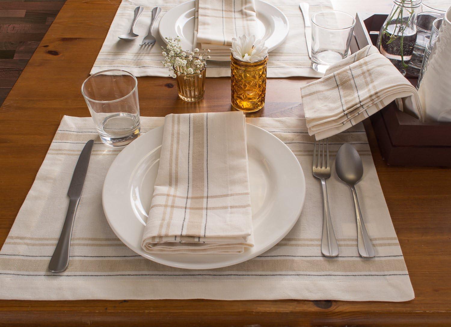 White Chambray French Stripe Placemat Set of 6