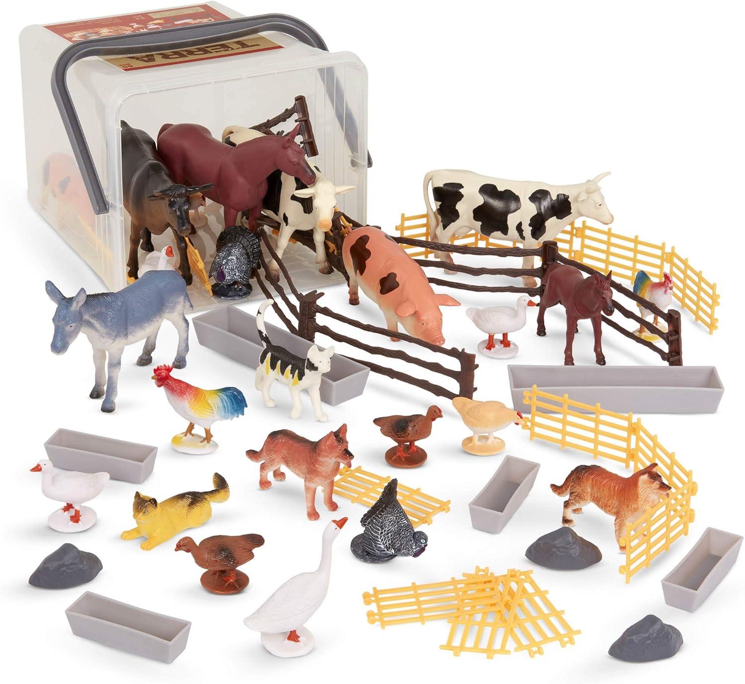 Terra 60-Piece Realistic Farm Animal Figurine Set