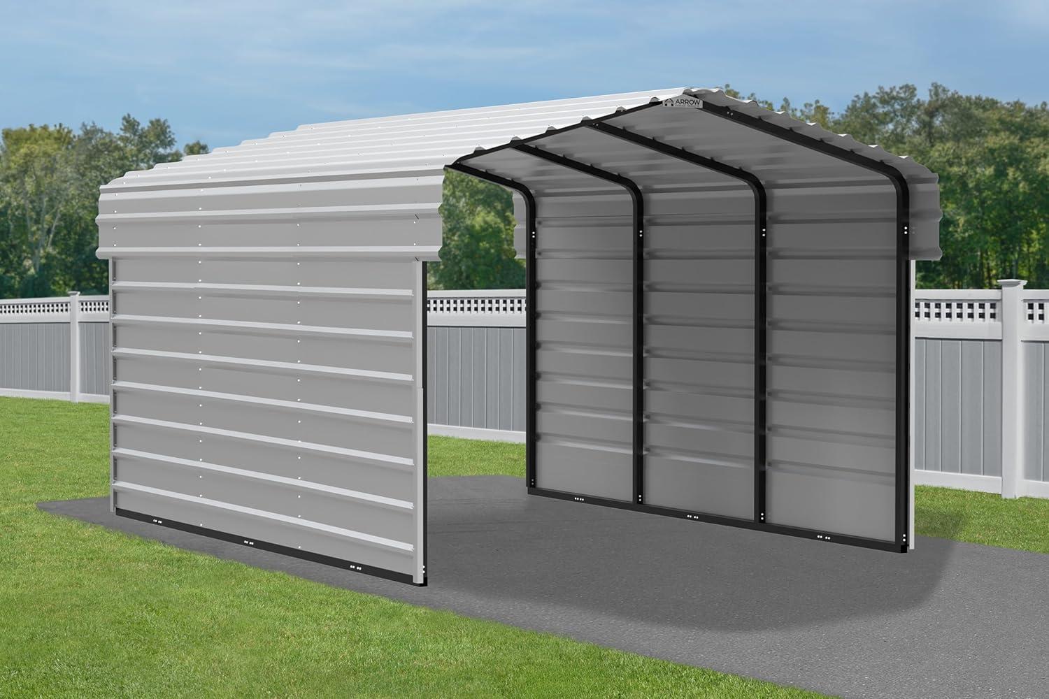 Eggshell Steel 10' x 15' Carport Kit with Enclosure