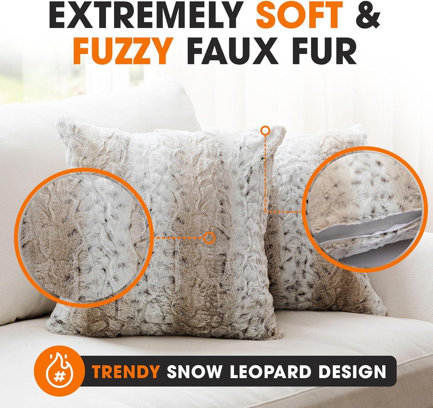 Animal Print Faux Fur Throw Pillow (Set of 2)