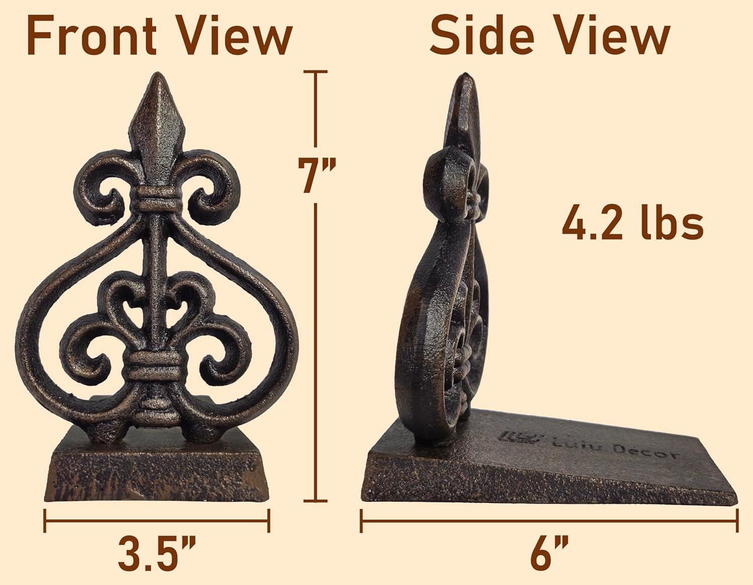 Antique Black Cast Iron Fleur De Lis Door Stopper