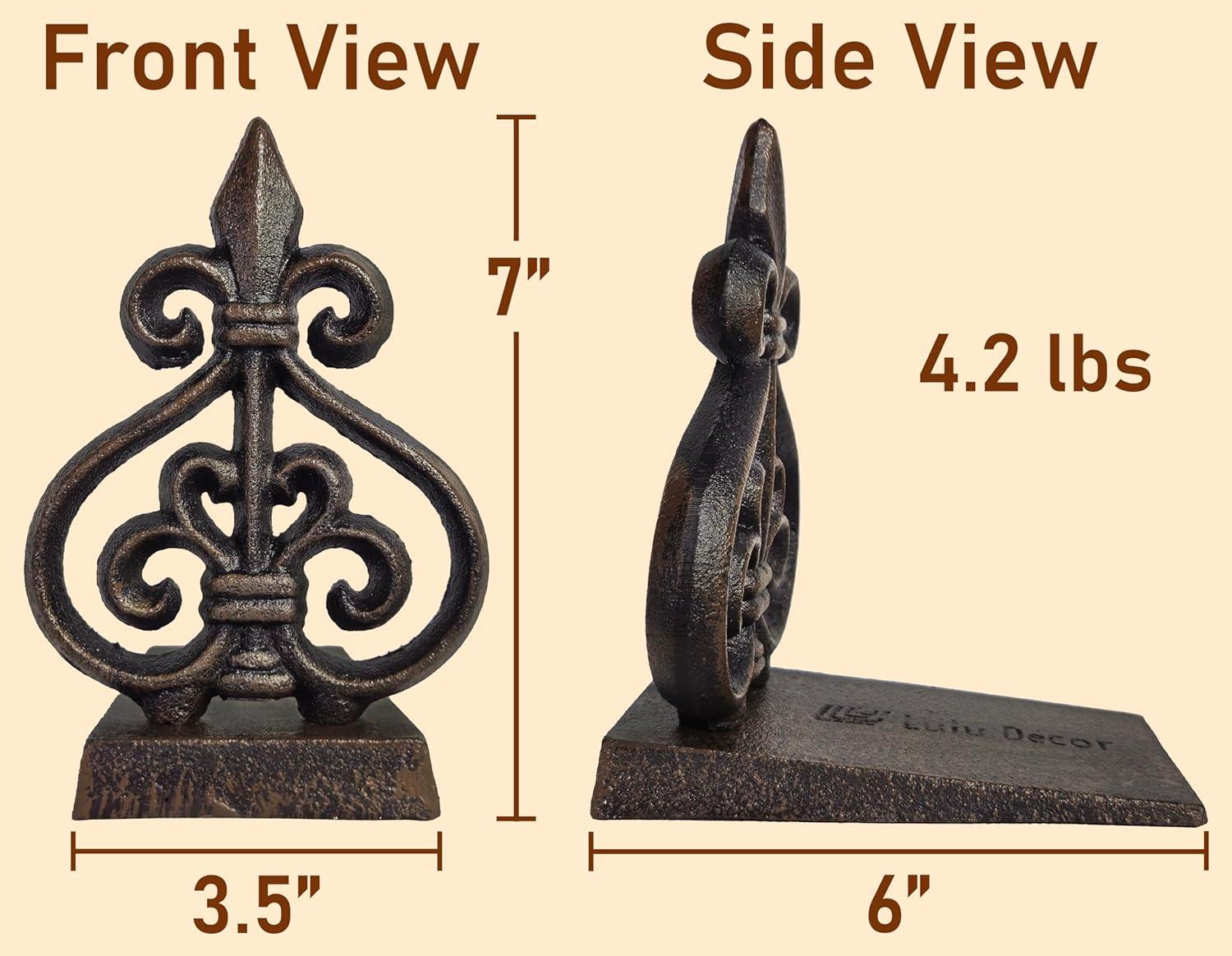 Lulu Decor, Cast Iron Fleur De Lis Door Stop, Door Stopper (LB15BK1)