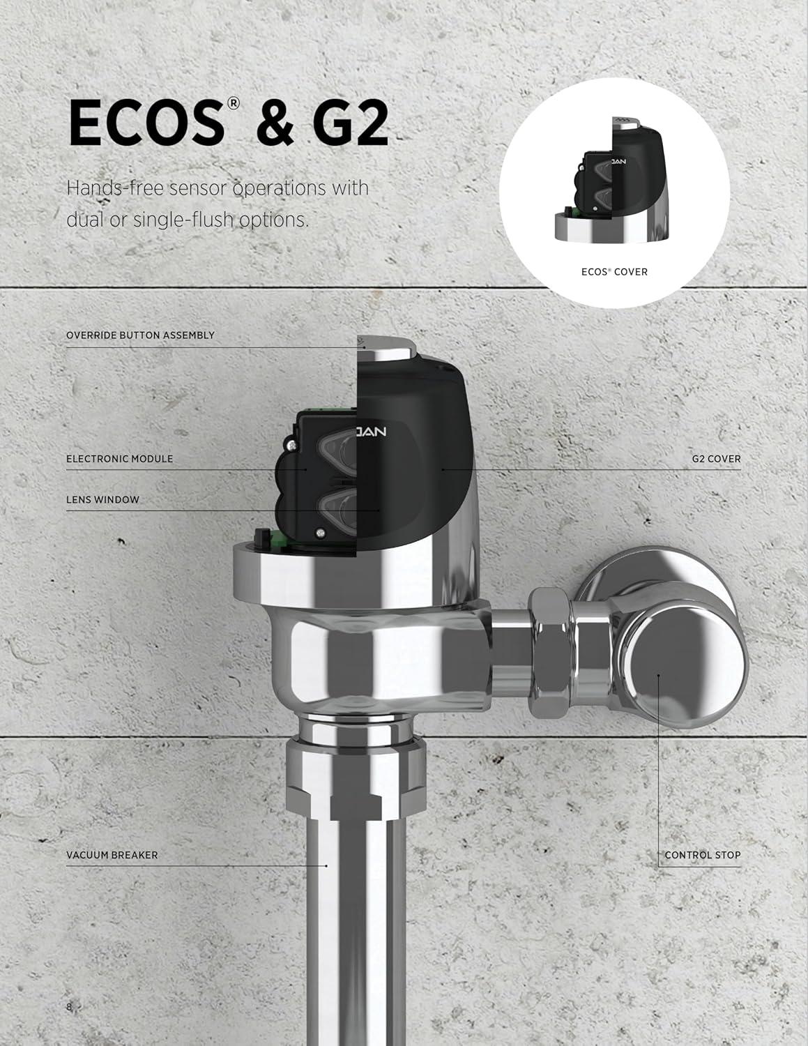 Chrome Dual-Flush Battery-Powered Sensor Flush Valve