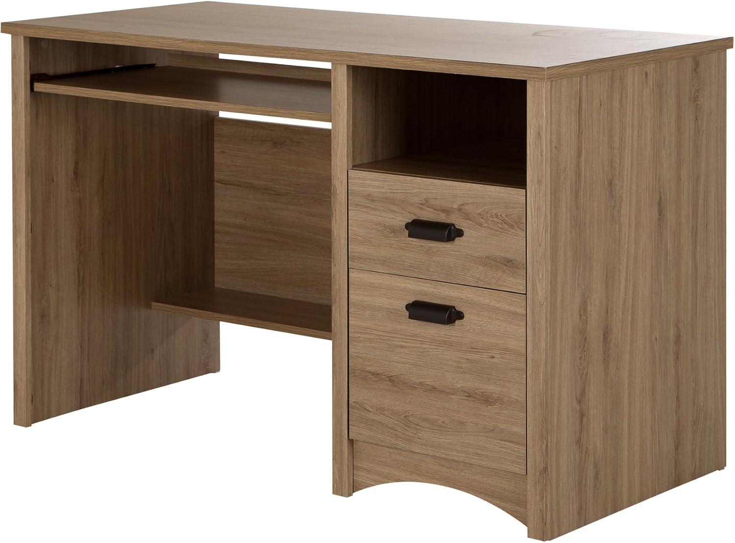 Gascony Computer Desk with Keyboard Tray Rustic Oak - South Shore: Modern Hutch Design, CPU Storage, Laminate Surface